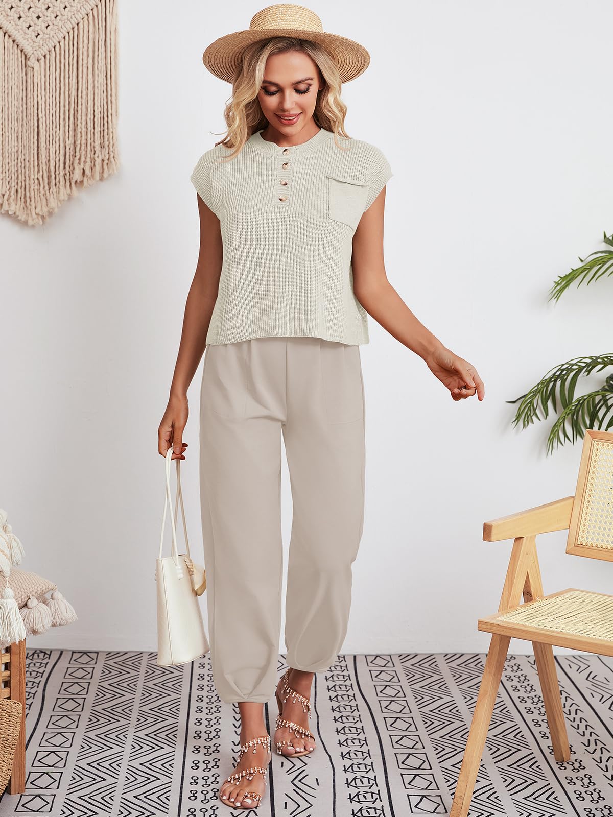 Women's Cozy Knit Sweater and High Waisted Pants Lounge Set - Soft Two Piece Outfit for Home, Travel & Casual Wear | 2024 Fashion Matching Sets
