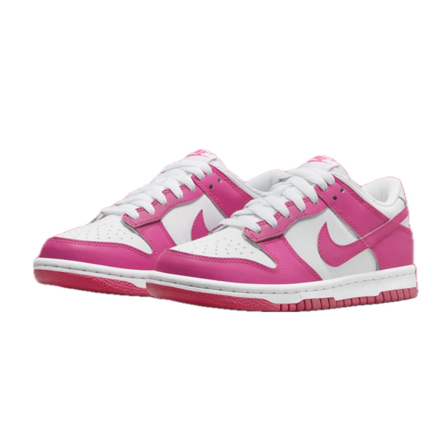Nike Dunk Low (GS) Laser Fuchsia White Sneakers for Girls - Stylish & Comfortable Basketball Shoes for School, Sports & Casual Wear