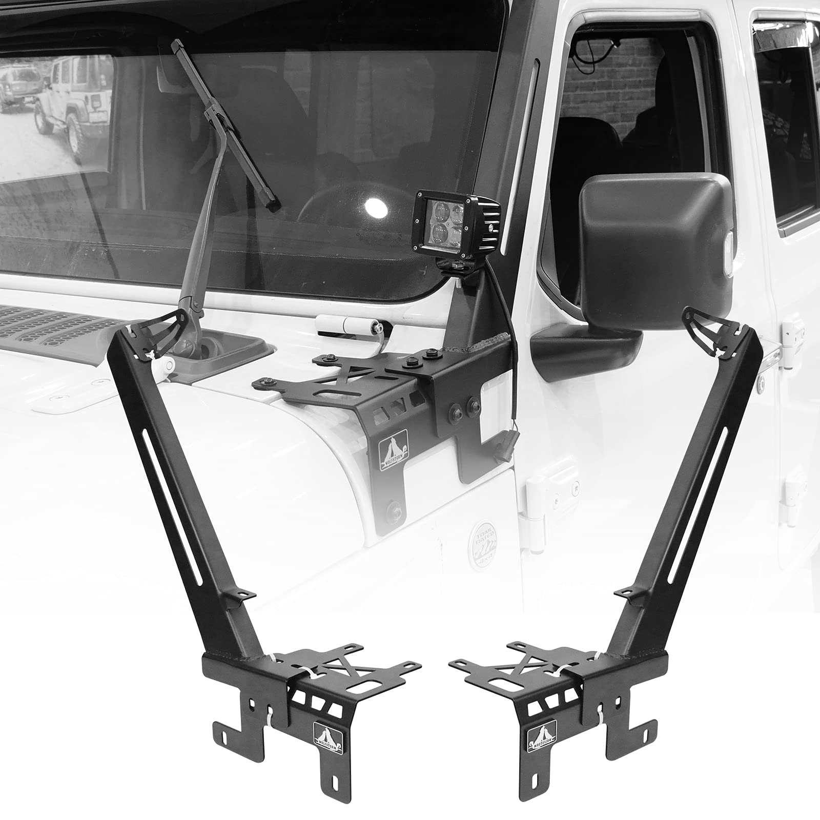 NIXON OFFROAD A-Pillar LED Light Bar Mounting Brackets for 2018-2020 Jeep Wrangler JL/JLU - Includes 2 LED Lights - Heavy Duty Off-Road Light Bar Accessories - Perfect for Night Driving, Trail Adventures & Off-Roading