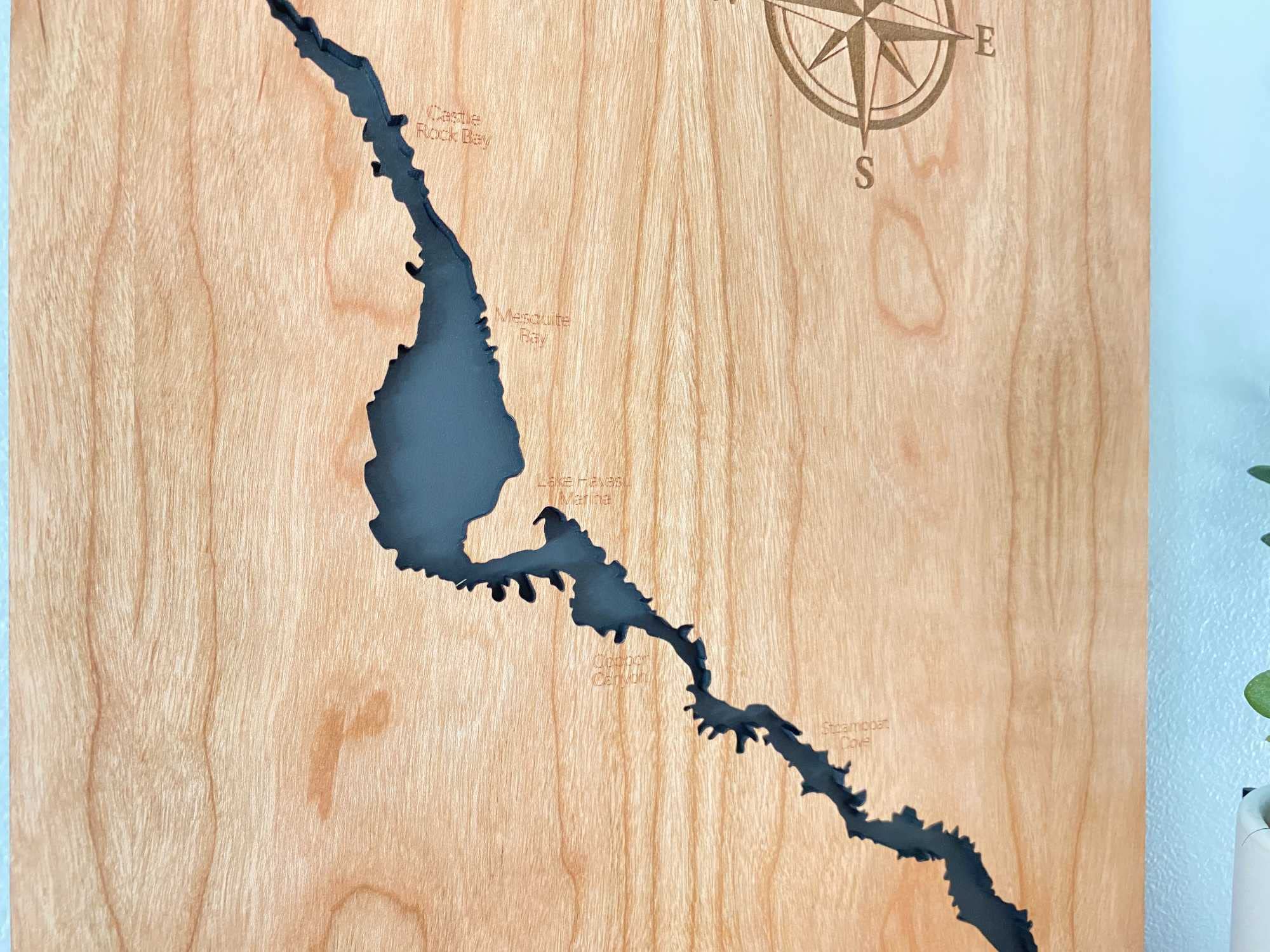 3D Engraved Lake Havasu Wooden Map Wall Art - Cherry Wood Lake House Decor Gift for Home, Office, or Cabin - Perfect for Boating Enthusiasts & Vacation Memories