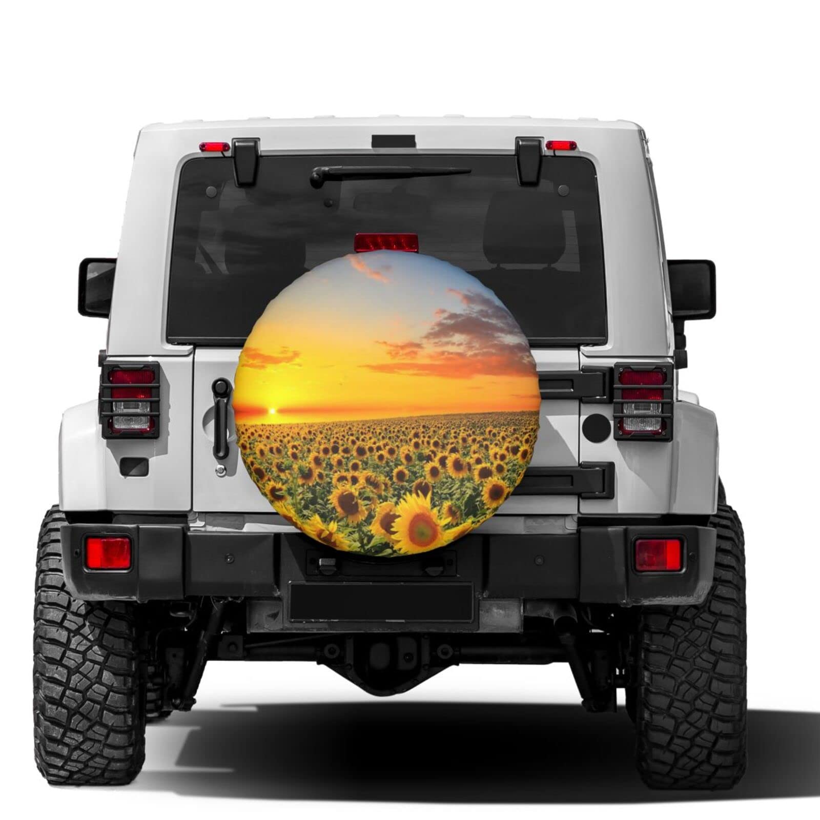 Sunflower Sunset Spare Tire Cover - 14 Inch Dust-Proof Wheel Protector for Trailers, RVs, SUVs & Vehicles | Perfect for Road Trips & Outdoor Adventures