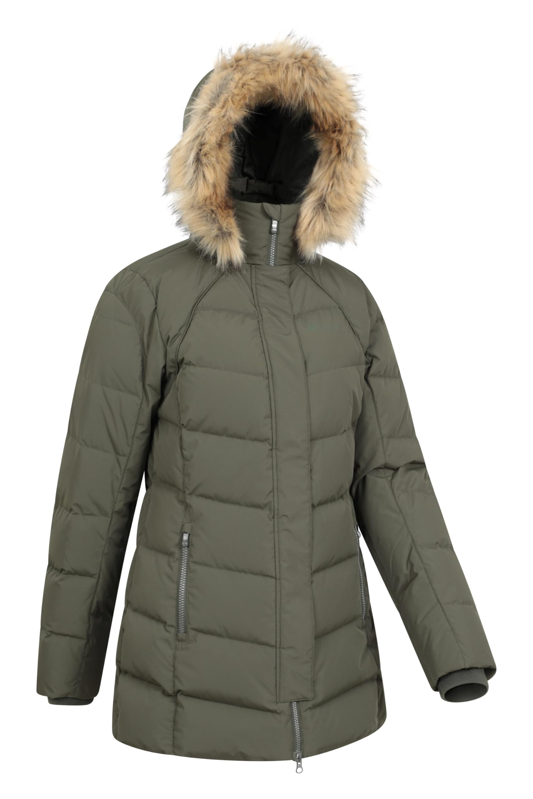Mountain Warehouse Isla II Women's Waterproof Down Jacket with Faux Fur Trim Hood - Warm Winter Coat for Skiing, Hiking & Outdoor Adventures