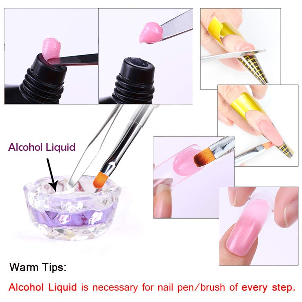 Sminakh Poly Gel Nails Extension Kit - 2-in-1 Dual-Ended Brush & Picker Tool for PolyGel & Acrylic Nails - Stainless Steel Professional Nail Art Tools - Perfect for Salon, Home Manicures & DIY Nail Extensions