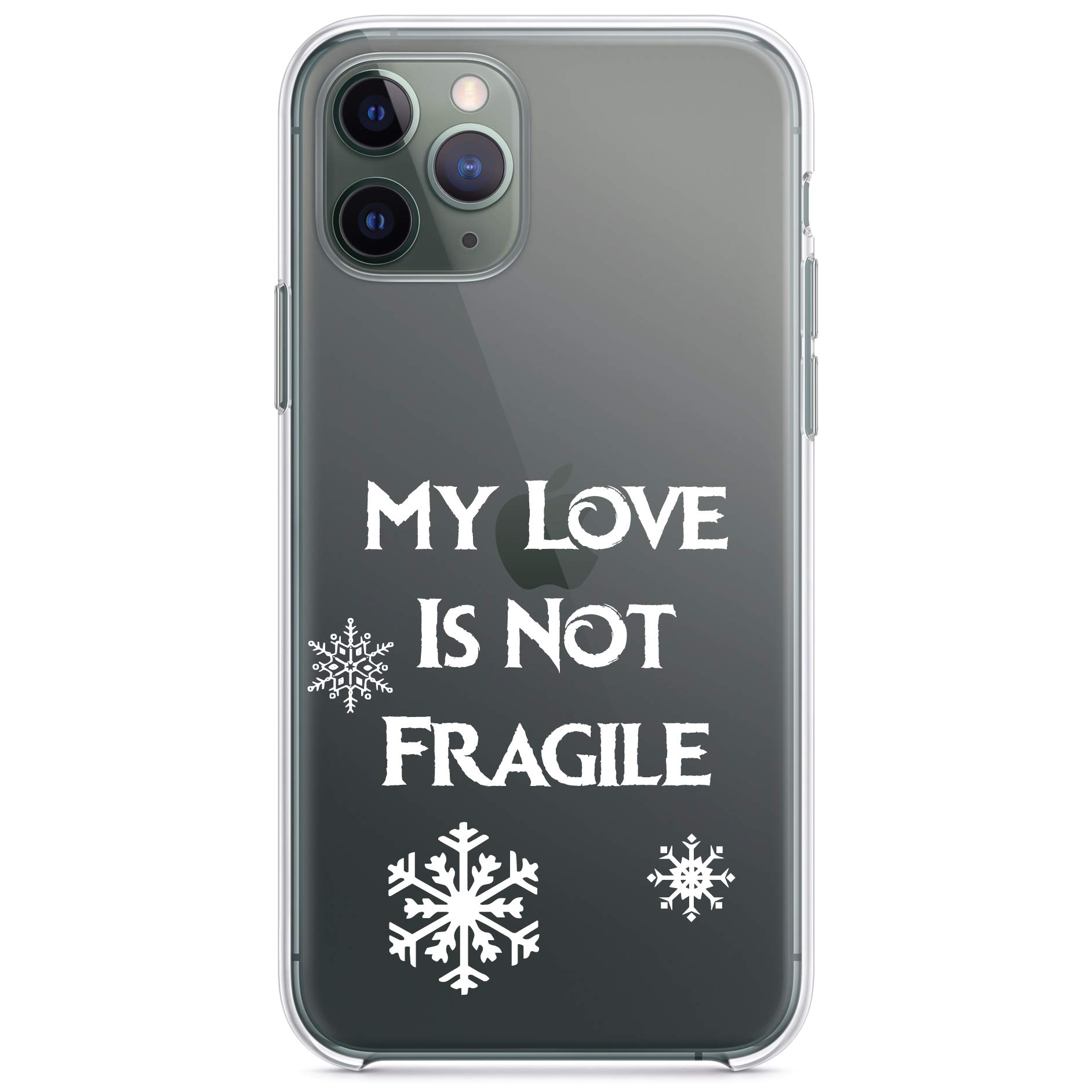 DistinctInk Clear Shockproof Hybrid Case for iPhone 13 Pro MAX (6.7 Inch) - Durable TPU Bumper & Acrylic Back with Tempered Glass Screen Protector - Snow Flakes Design - Perfect for Outdoor Activities, Travel & Daily Protection