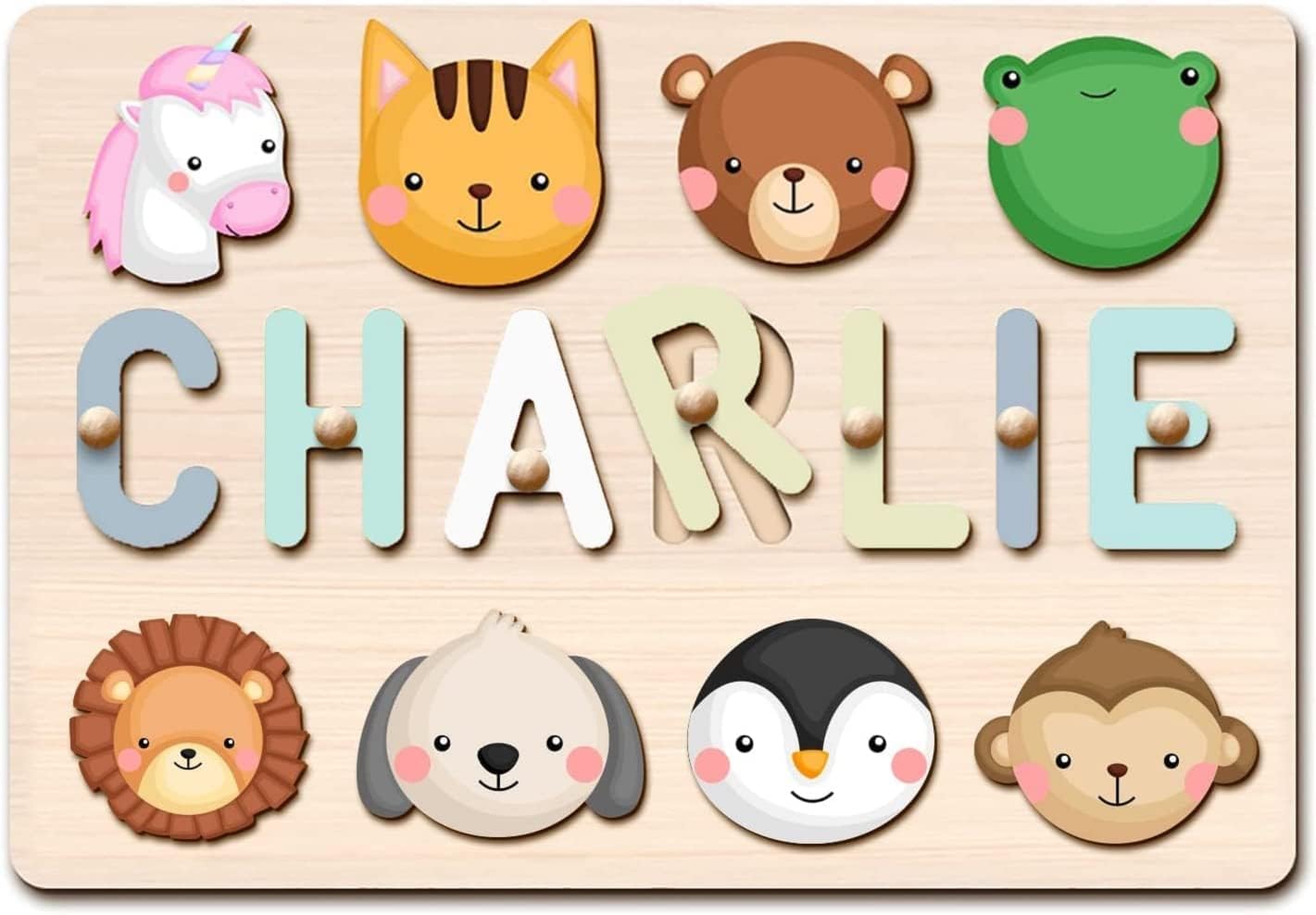 Custom Wooden Name Puzzle for Kids - Personalized Baby Boy & Girl Nursery Gift with Engraved Text - Educational Toddler Toy for 1 Year Old - Perfect for Birthday, Baby Shower & Learning Activities