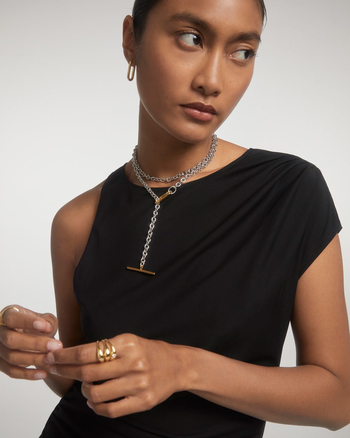 GRID1 Long Beat Chain Necklace for Women - Trendy Layered Gold Plated Choker with Adjustable Length, Perfect for Casual Wear, Parties, and Everyday Fashion Accessories