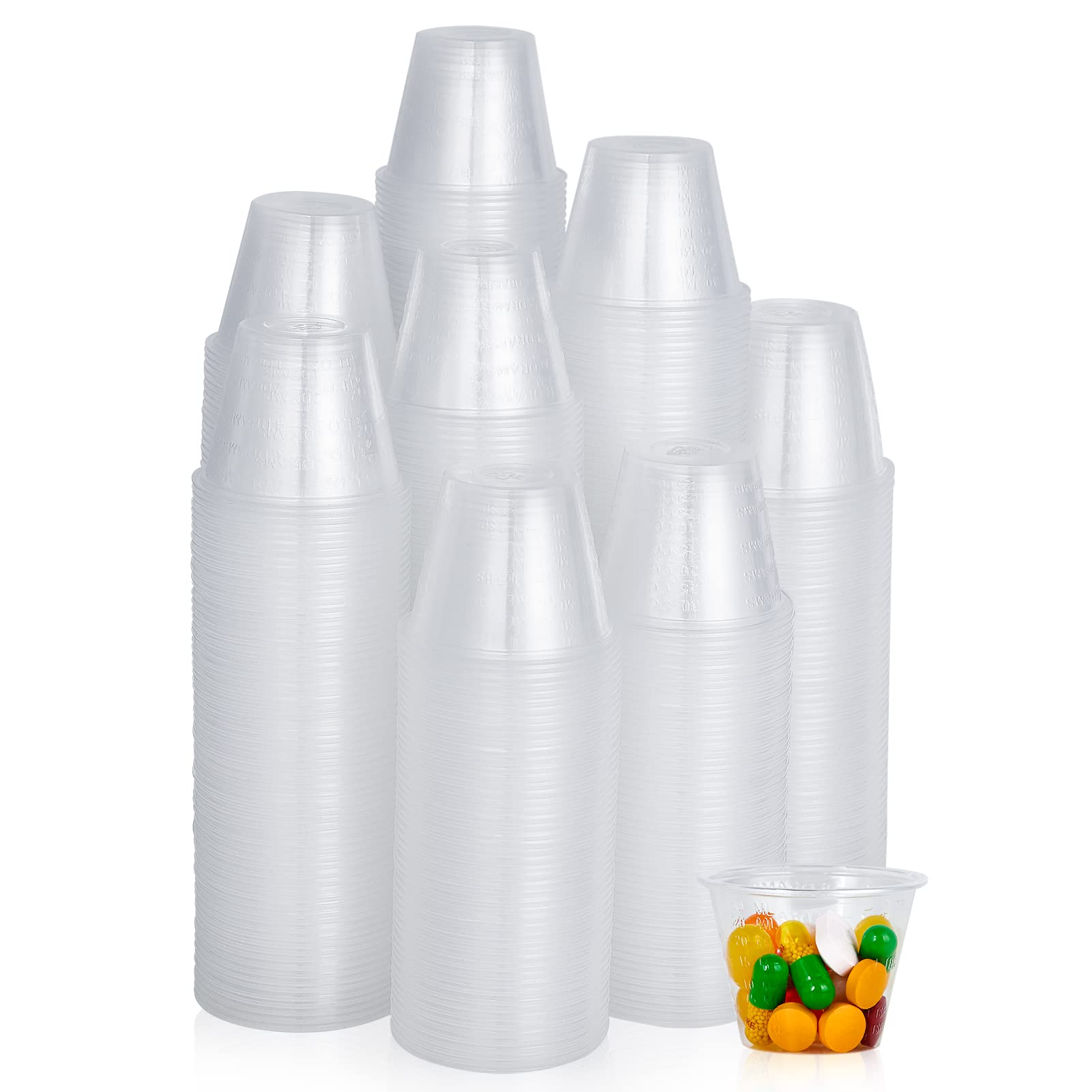 500 Pack 1oz Disposable Plastic Medicine Cups - Medical Measuring Cups for Liquid Medication, Epoxy Resin Mixing, DIY Crafts & Paint - Perfect for Hospitals, Pharmacies, Art Studios & Home Projects