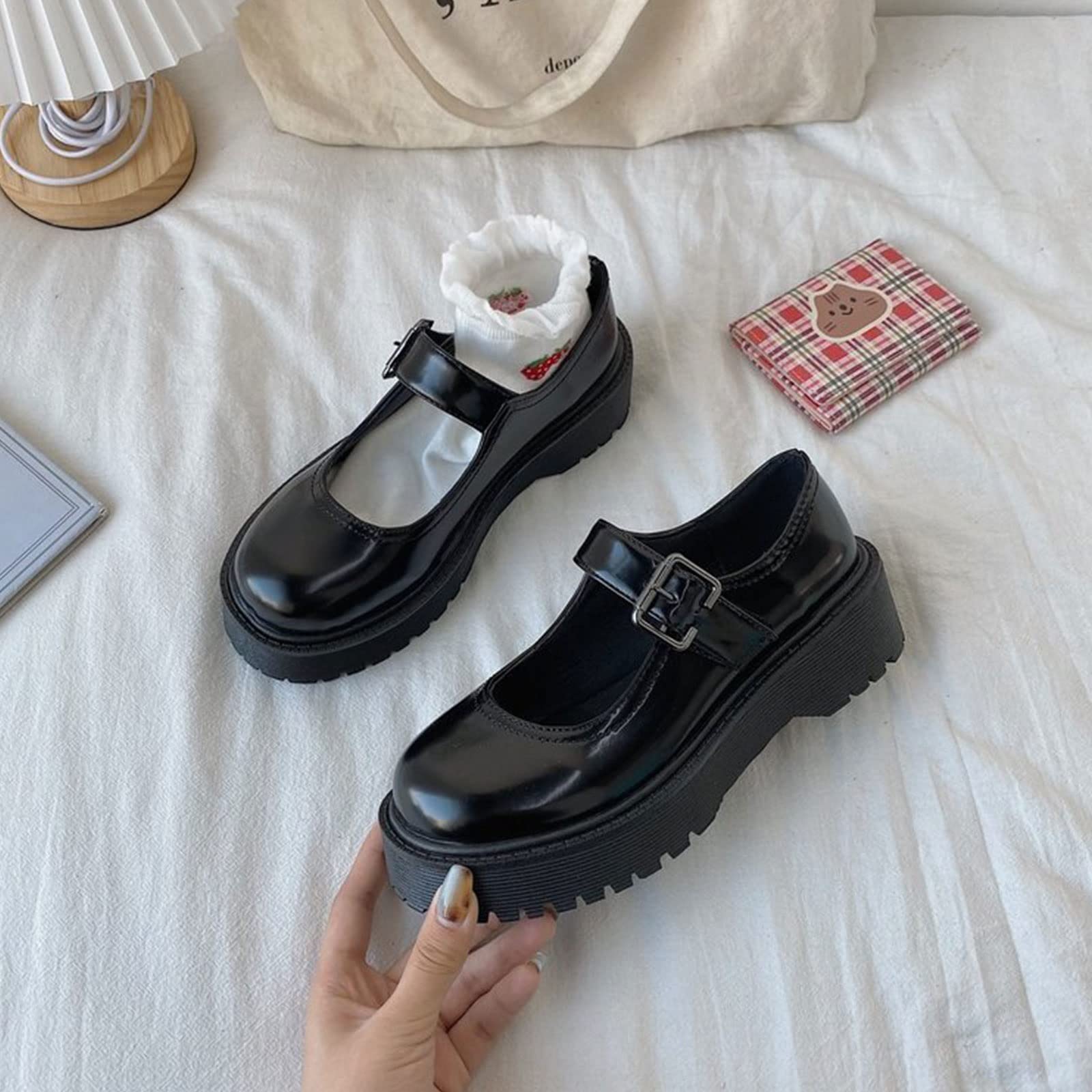 **Black Mary Jane Shoes for Girls - Low Heel Dress Shoes for Kids, Comfortable Party & Wedding Flats - Size 7.5 US - Perfect for Dance Recitals, School Events & Special Occasions**