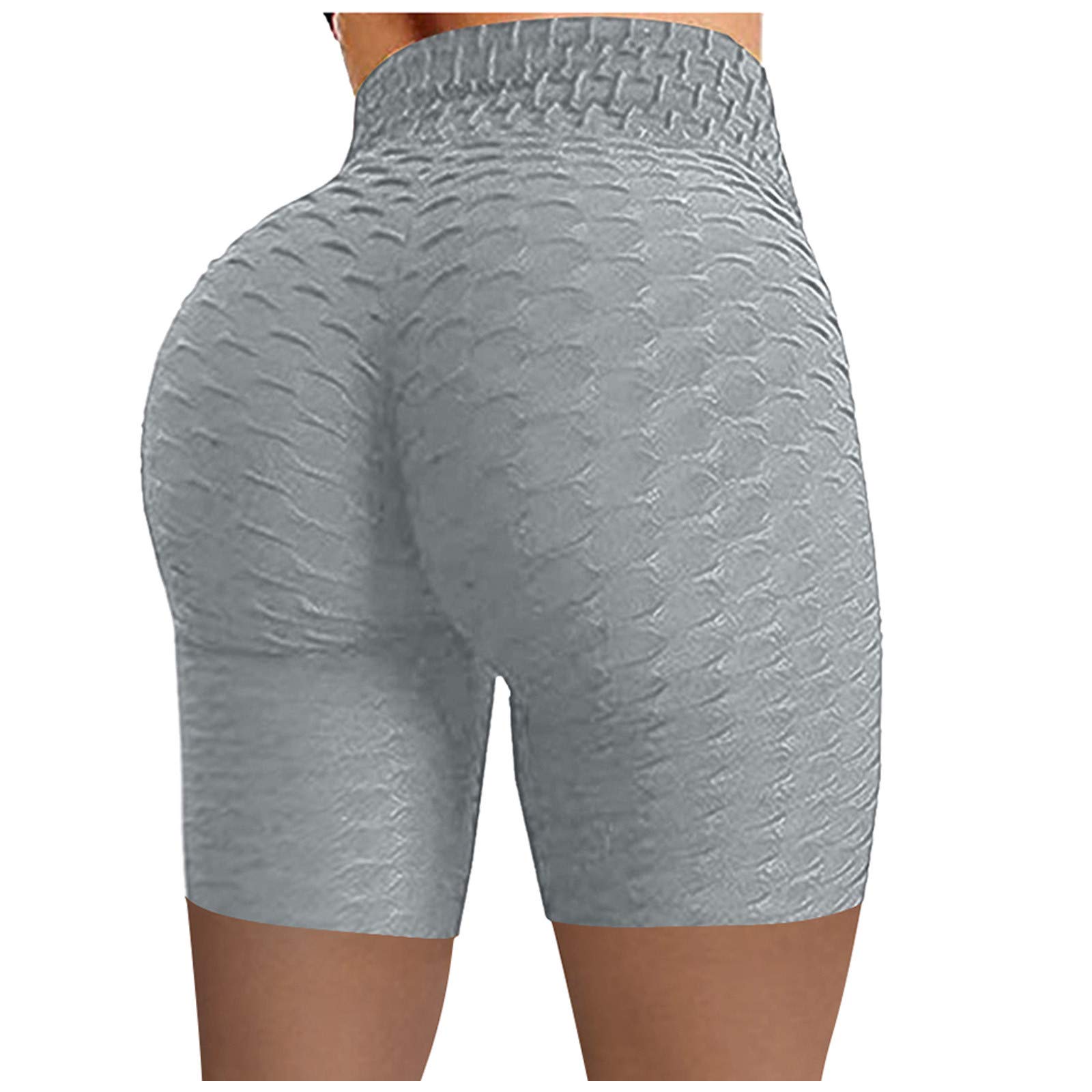 Ikevan Women's High Waist Yoga Pants - Stretchy Wrinkled Biker Shorts for Running, Fitness & Workouts | Perfect for Gym, Yoga & Casual Wear