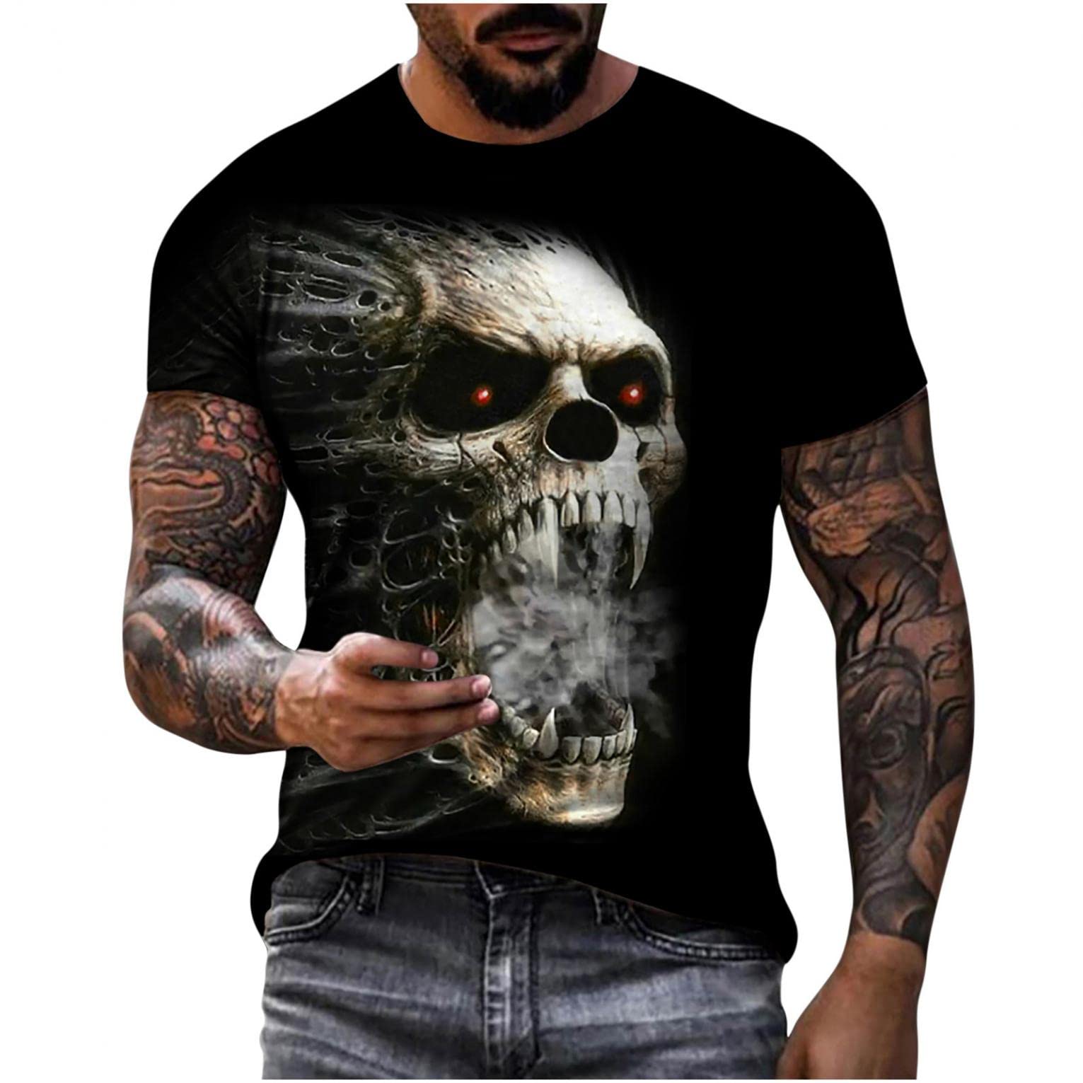 3D Printed Men's Graphic T-Shirts - Short Sleeve Crew Neck Casual & Athletic Shirts for Gym, Workout & Everyday Wear | Trendy Streetwear & Comfortable Cotton Tees