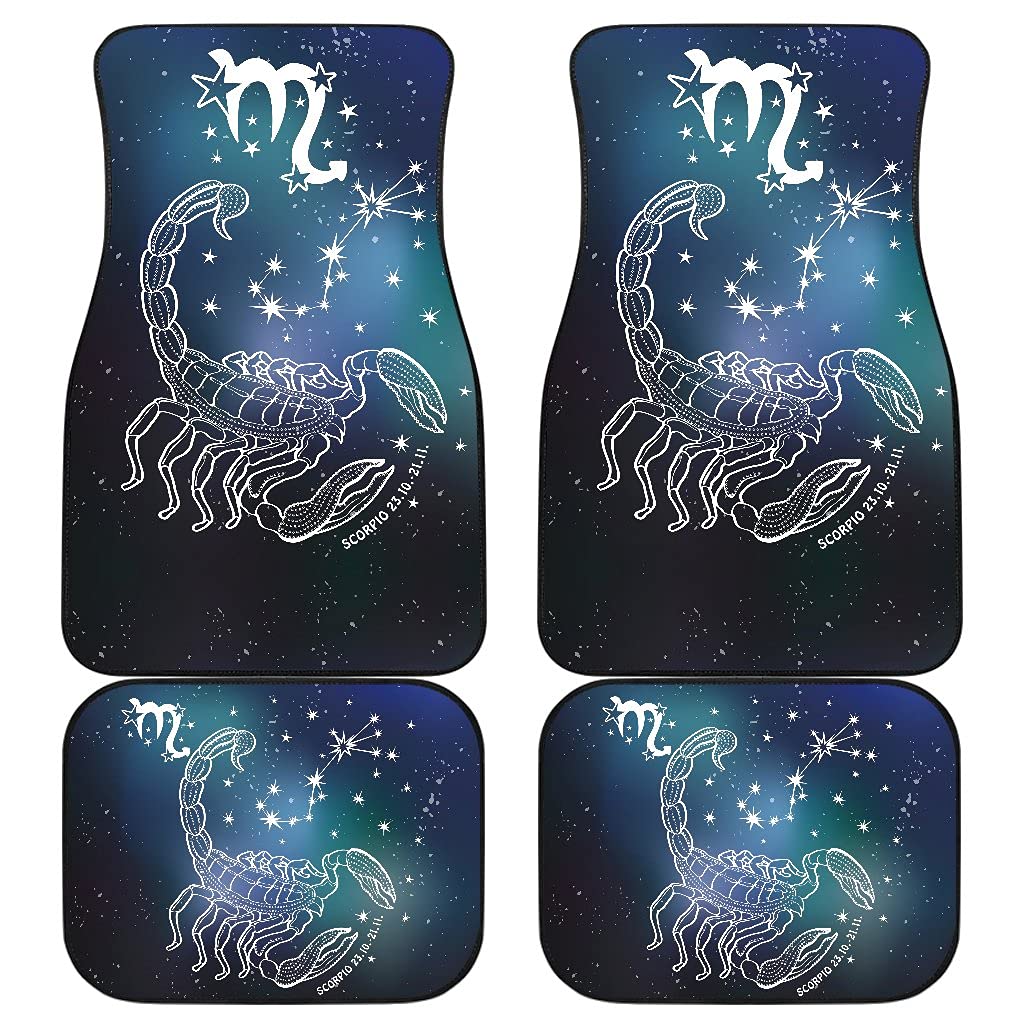 Premium Scorpio Zodiac Sign Car Floor Mats - Non-Slip, Durable 4-Piece Set for Cars, SUVs & Trucks - Perfect Gift for Scorpio Lovers & Astrology Enthusiasts (Home, Office & Travel Use)