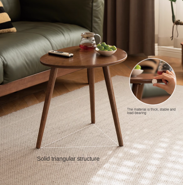 Solid Oak Wood Side Table in Walnut Finish - Perfect for Living Room, Bedroom, or Office Furniture