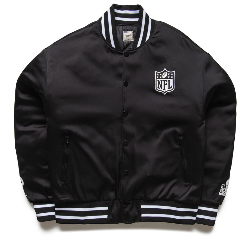 NFL Origins x Politics Bomber Jacket - Black | Vintage-Inspired Football Jacket for Men | Perfect for Game Day, Tailgating & Streetwear Fashion
