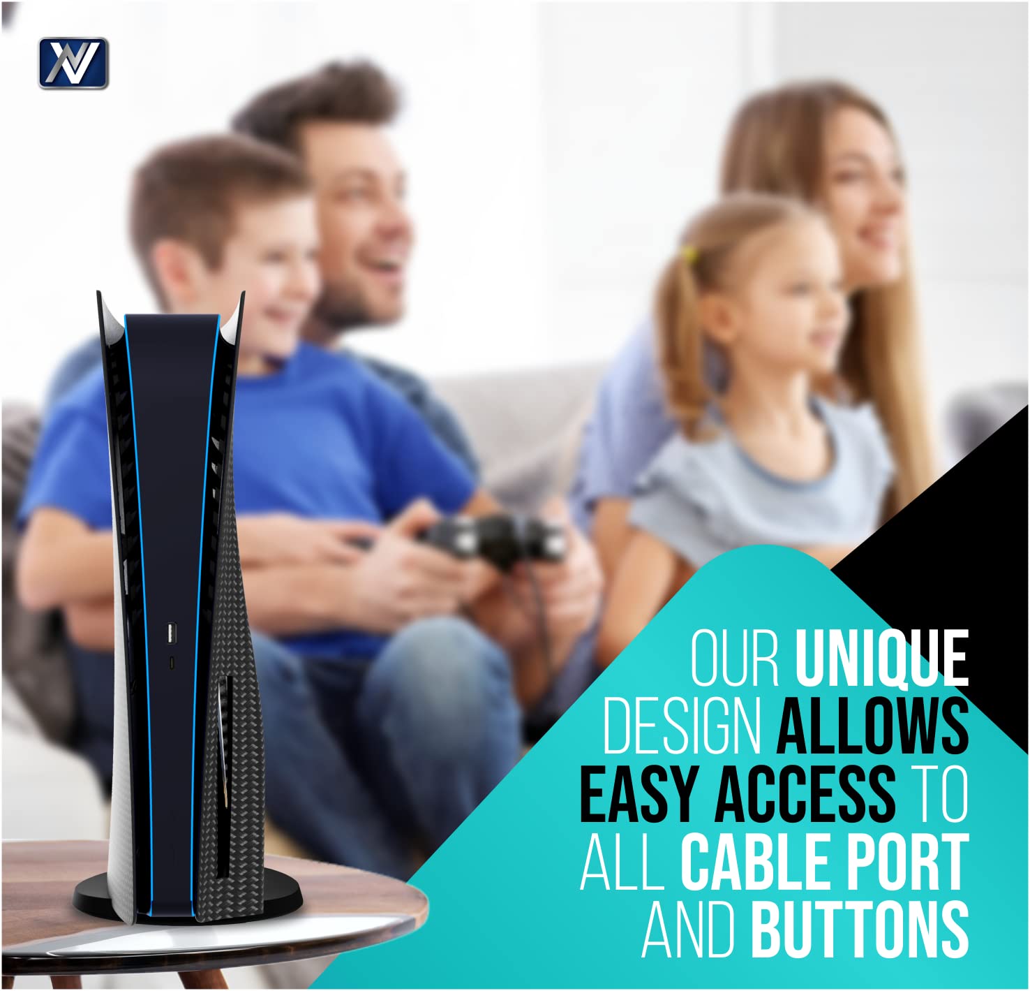 Custom Design Q-View PS5 Hydro Faceplate Cover - Premium Carbon Fiber PS5 Accessories for Gaming Setup & Home Decor
