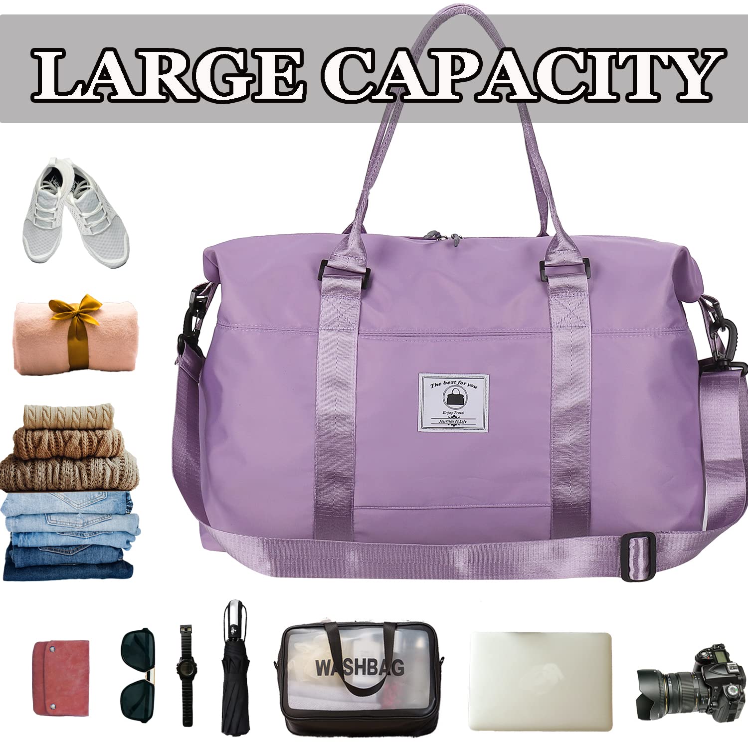 Waterproof Travel Duffle Bag for Women & Men - Sport Gym Tote with Wet Pocket - Perfect for Overnight Trips, Weekend Getaways & Workout Sessions