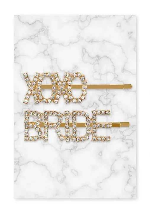 Elegant Gold Bridal Hair Pins with XOXO Design - Perfect for Weddings, Prom, Parties & Special Occasions