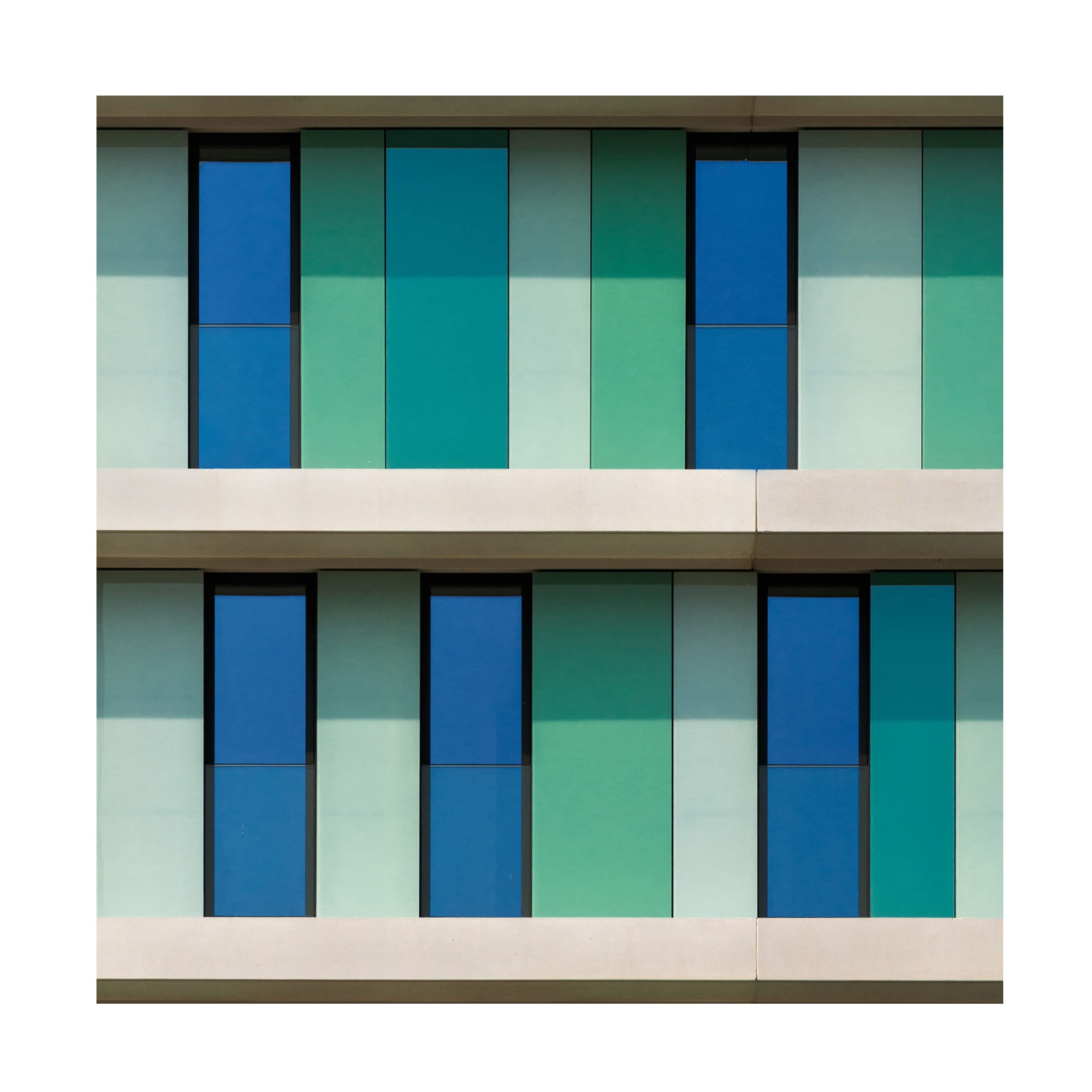 Trademark Fine Art 'Shades Of Green And Blue' Canvas Wall Art by Jef Van den Houte - Modern Abstract Painting for Living Room, Bedroom & Office Decor