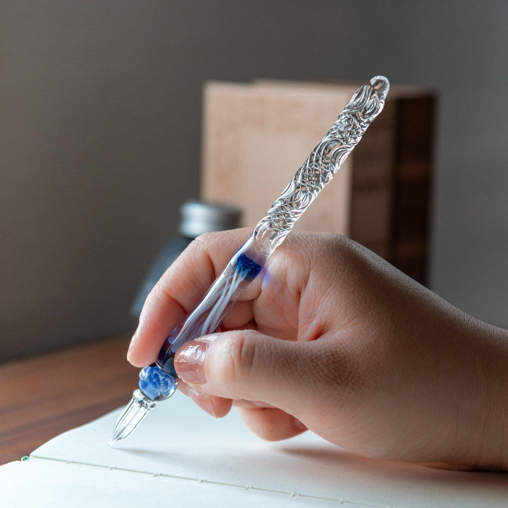 Blue Rose Glass Dip Pen - Elegant Calligraphy & Writing Tool for Artists, Lettering, and Wedding Invitations - Perfect for Ink Drawing, Handwriting Practice, and Creative Gifts