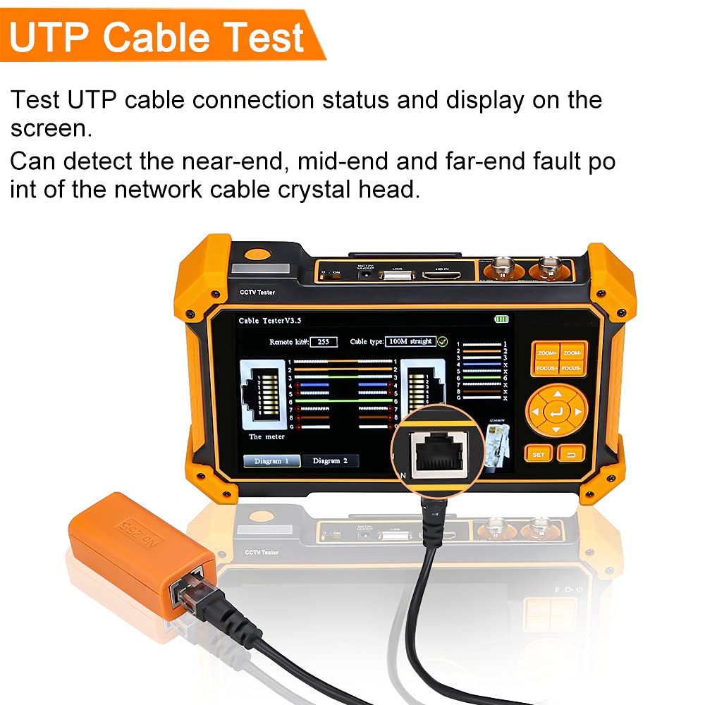 5 Inch TFT-LCD CCTV Camera Tester Monitor - 4K 8MP Support for CVI/TVI/AHD/SDI/CVBS & Analog Cameras | HDMI/VGA Input | PTZ Control | DC12V Power Output | UTP Cable Tester | 3200-Plus Functions - Ideal for Security System Installation & Maintenance