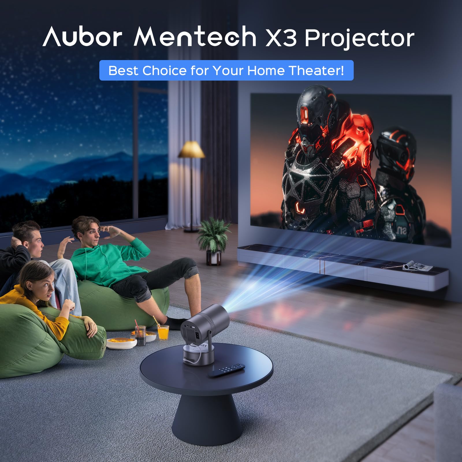 Built-in Battery Mini Projector with WiFi & Bluetooth | 4K 1080P Support | 270° Rotation | 150