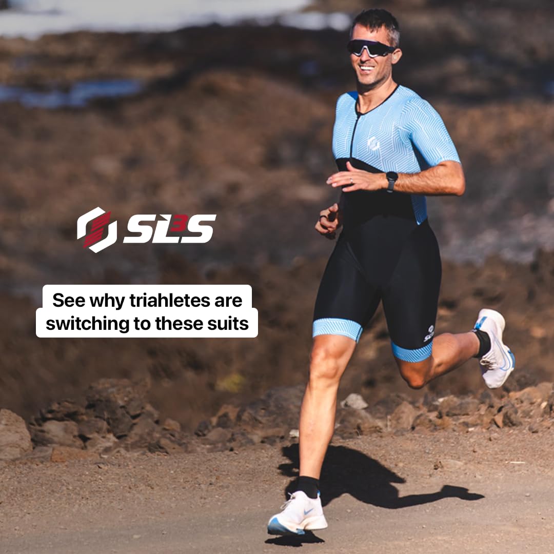 Men's Triathlon Suit - Aerodynamic Sleeved Trisuit with Premium FX Fabrics - Lightweight & Breathable for Swimming, Cycling & Running - 2 Convenient Pockets - Ideal for Ironman & Triathlon Competitions