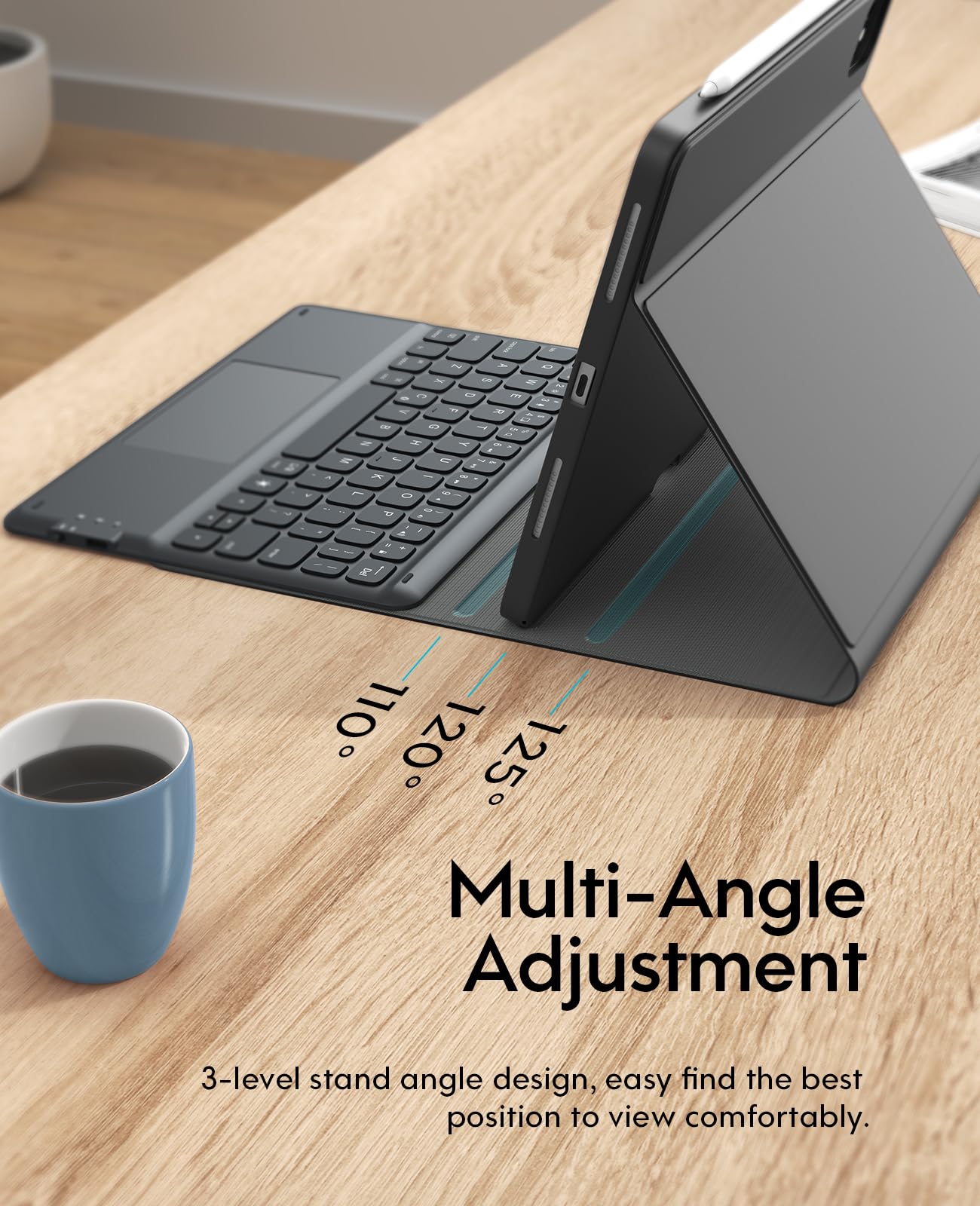 CHESONA iPad Air 11 Inch Case with Wireless Keyboard for iPad Pro 11 (1st-4th Gen) & iPad Air 4th/5th Gen (2024/2025 M2/M3) - Detachable Rechargeable Keyboard with Pencil Holder (Black) | Perfect for Work, Study & Travel