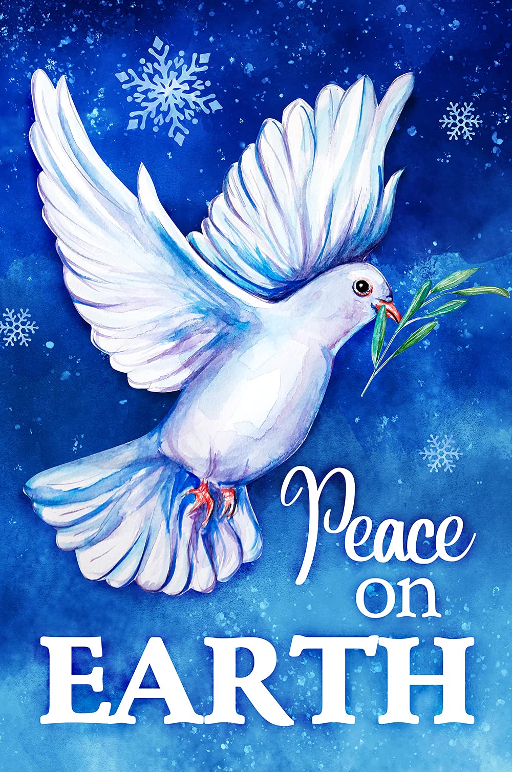 Texupday Peace on Earth Pigeon Snowflakes Winter House Flag - 28