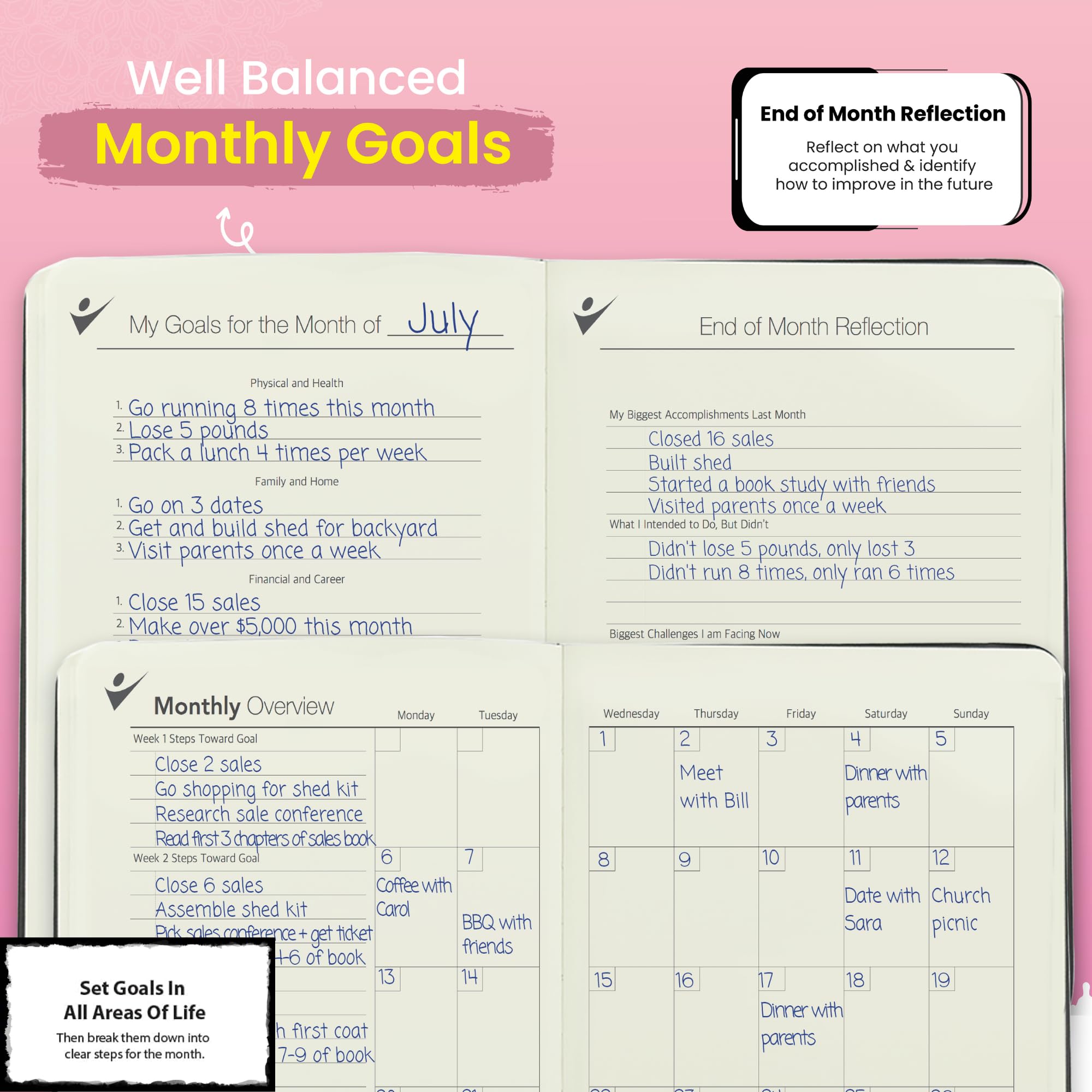 2025-2026 Undated 90-Day Planner & Productivity Journal - Weekly Organizer, Habit Tracker with Inspirational Quotes | Rose Gold Pink Leather Cover & Almond Pages | Perfect for Goal Setting, Time Management & Personal Growth
