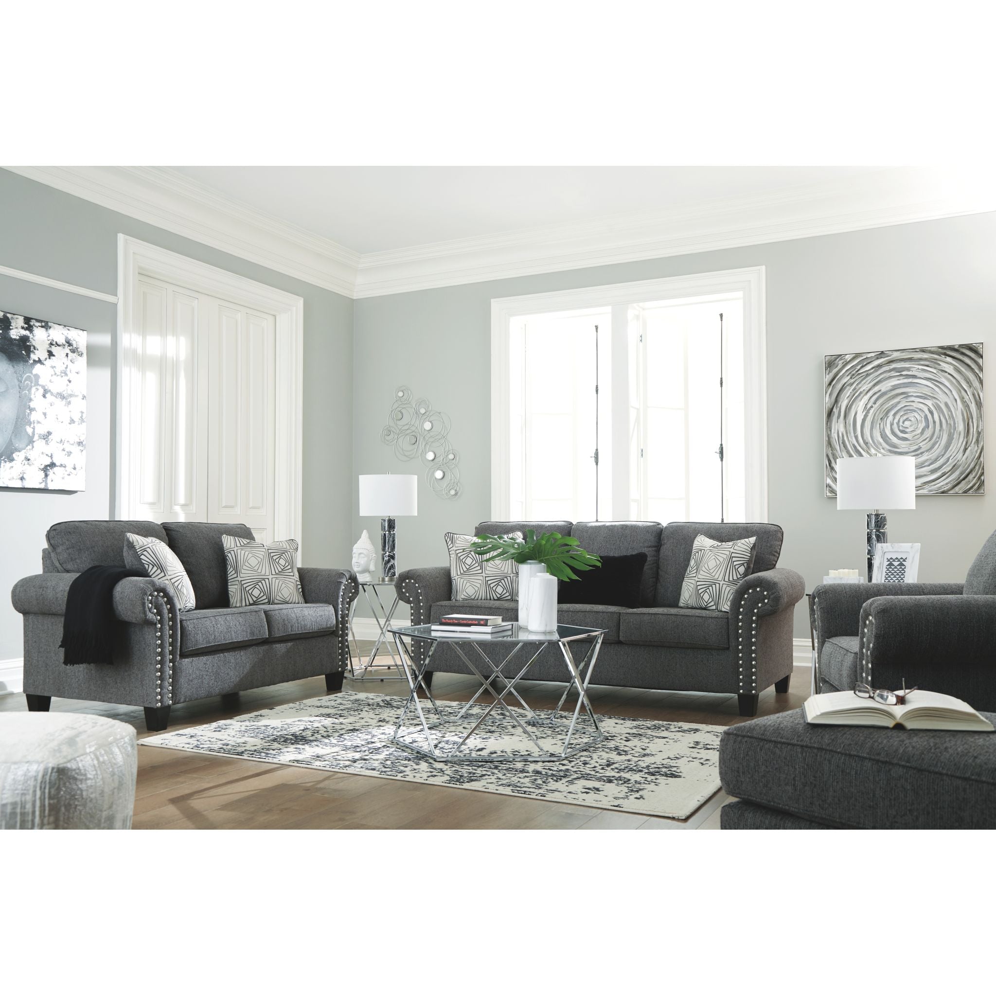 Agleno Chair - Modern Charcoal Gray Accent Chair for Living Room, Bedroom, or Office - Comfortable Upholstered Lounge Seating with Sturdy Metal Legs