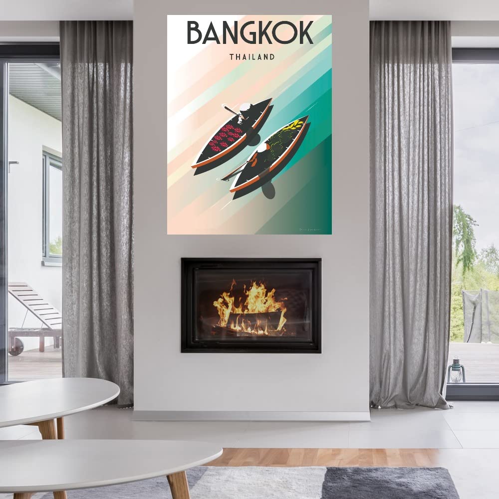 Omar Escalante Fine Art Canvas - Bangkok Thailand Wall Decor Painting for Living Room, Bedroom & Office - 32x43 Inch Ready to Hang - Perfect for Home, Dining Room & Guest House Decor