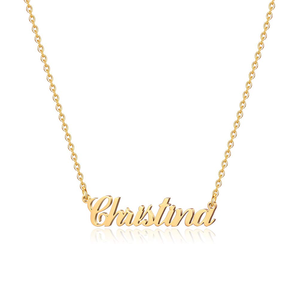 Custom Name Necklace for Women & Girls - 18K Gold Plated Personalized Monogram Jewelry | Perfect Gift for Birthday, Anniversary & Valentine's Day