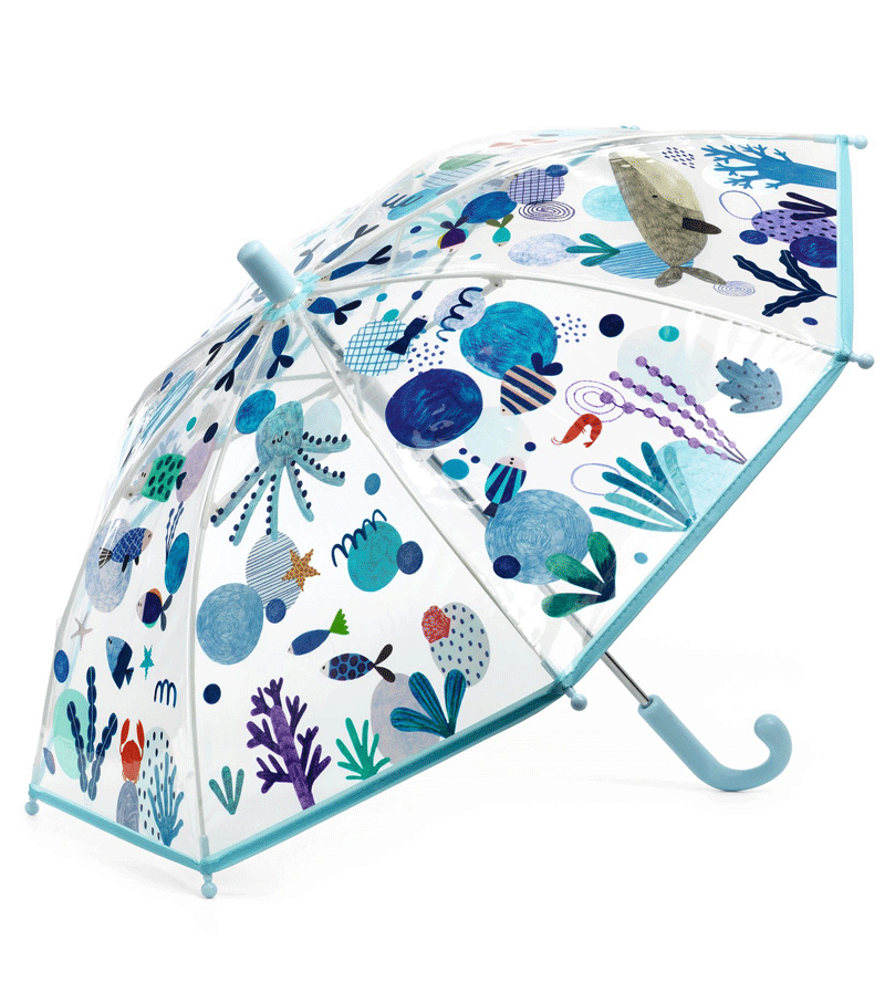 Djeco Sea Umbrella - Waterproof Windproof Beach Umbrella for Kids & Adults - Perfect for Beach, Poolside, Picnics, and Outdoor Adventures