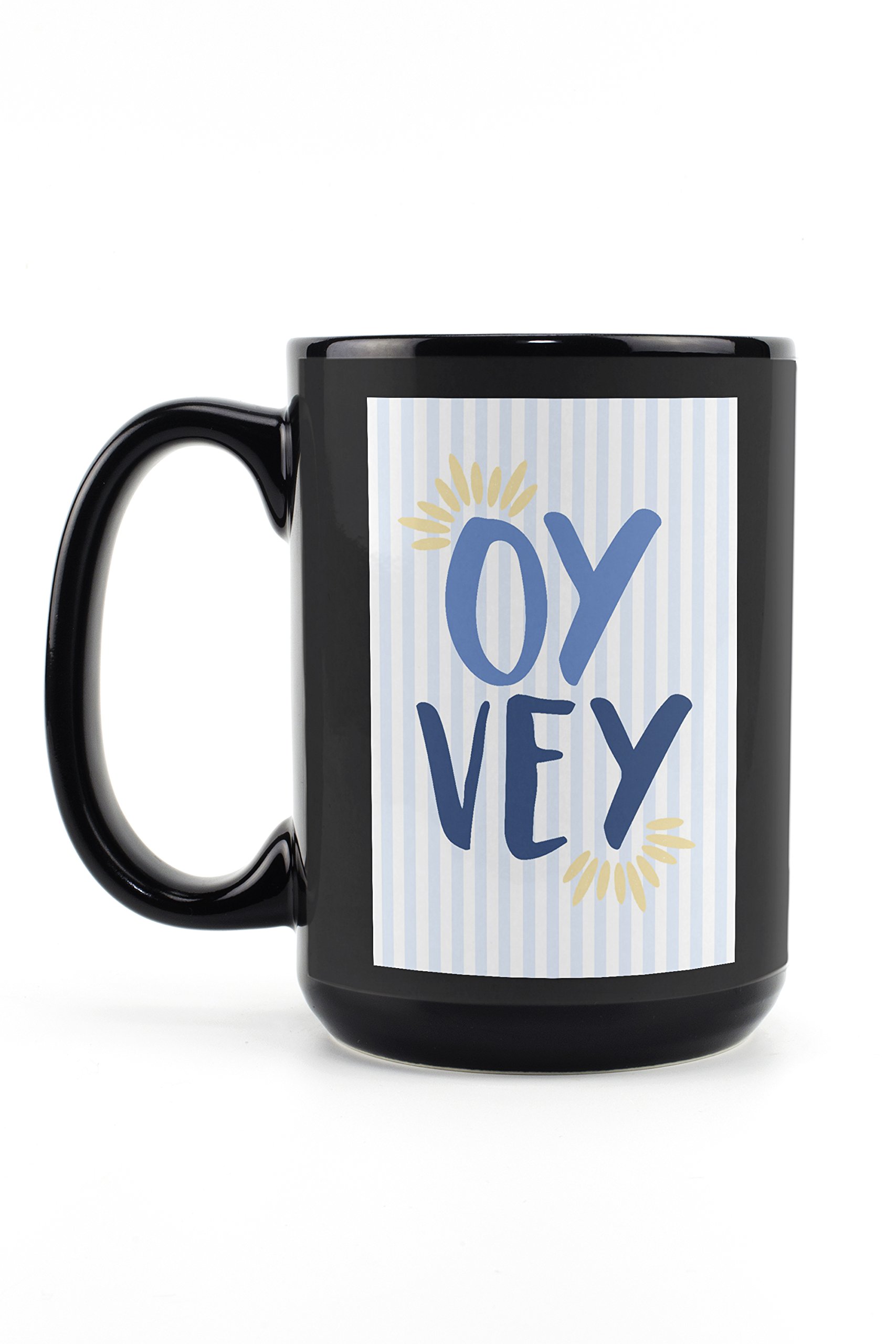 Lantern Press Oy Vey 15oz Black Ceramic Coffee Mug - Microwave & Dishwasher Safe Tea Cup - Perfect for Home, Office & Gifts