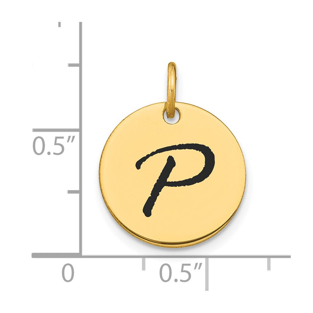 Gold Script Letter 'P' Circular Charm Pendant - Elegant Initial Jewelry for Necklaces & Bracelets (Model YC1436P) | Perfect for Gifts, Personalized Jewelry & Everyday Wear