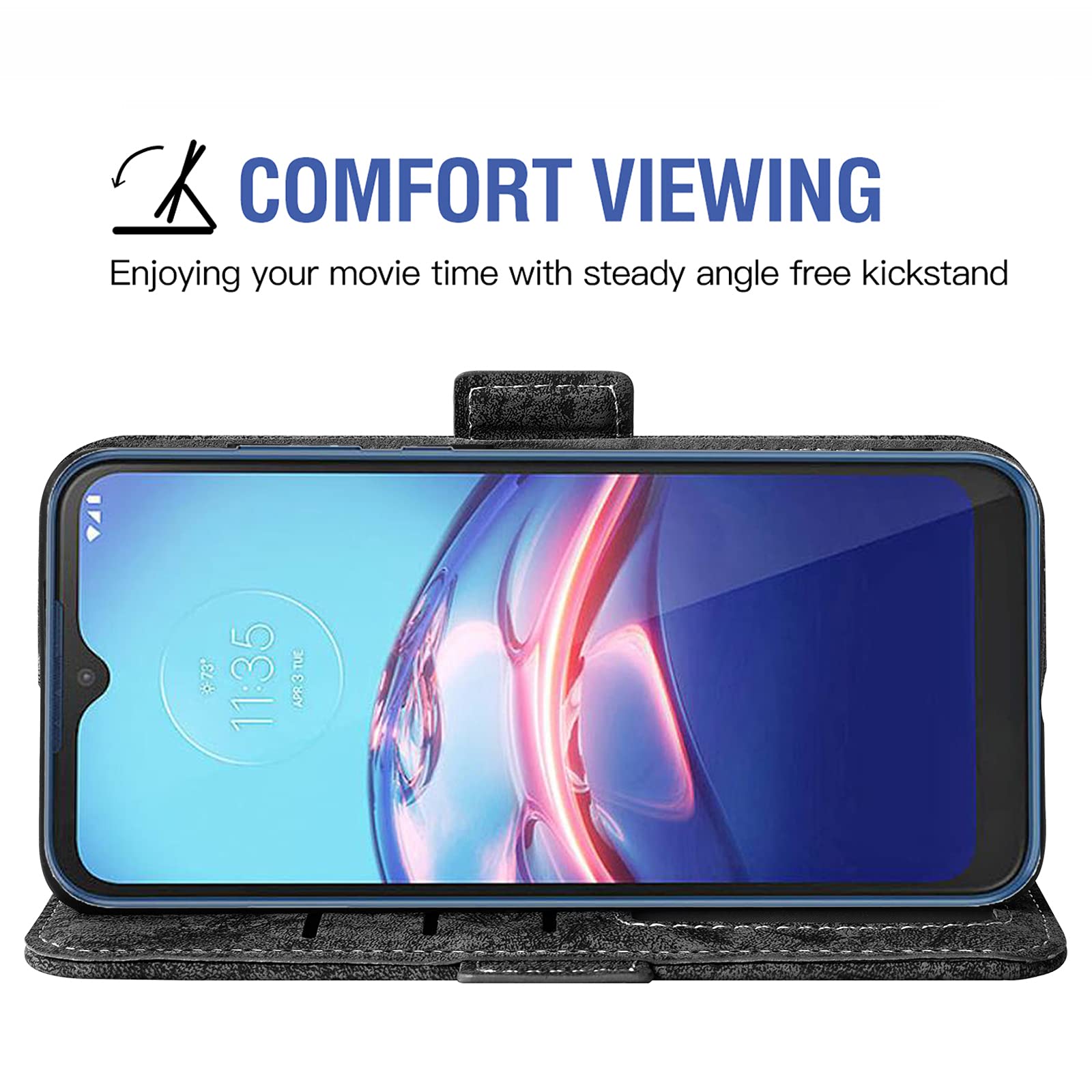 **Asuwish Wallet Case for Motorola Moto E7 (2020) - Flip Stand Kickstand Cover with Card Holder & Tempered Glass Screen Protector - Compatible with Moto E7 / E 7 / 7E / 7th Gen / XT2052DL (Black) - Perfect for Work, Travel & Everyday Use**
