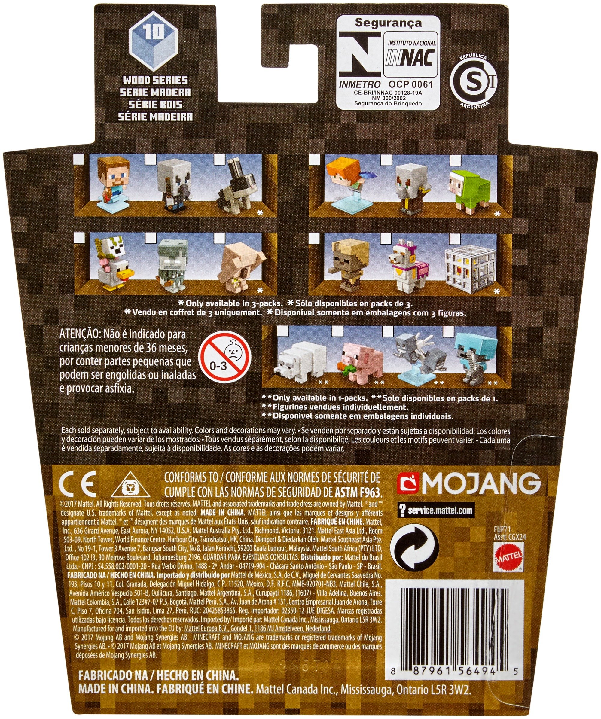 Minecraft Mini Figures 3-Pack - Stray Skeleton, Zombie Pigman, Chicken Jockey & Iron Golem - Official Collectible Toy Set for Kids & Fans - Perfect for Display, Gaming & Role Play Scenes
