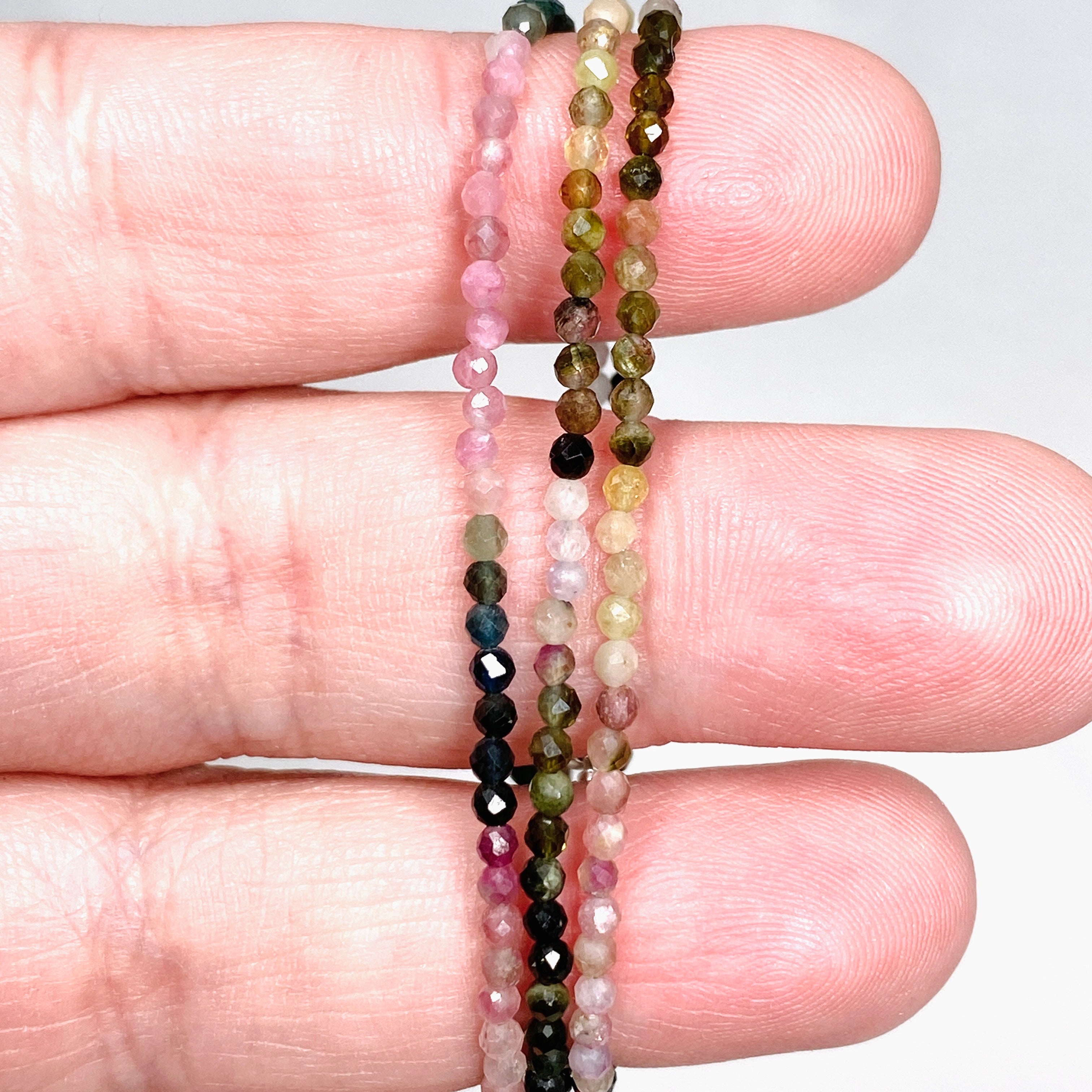 Micro Bead Necklace with Tourmaline Stones - Mixed Colors for Yoga, Meditation & Boho Fashion