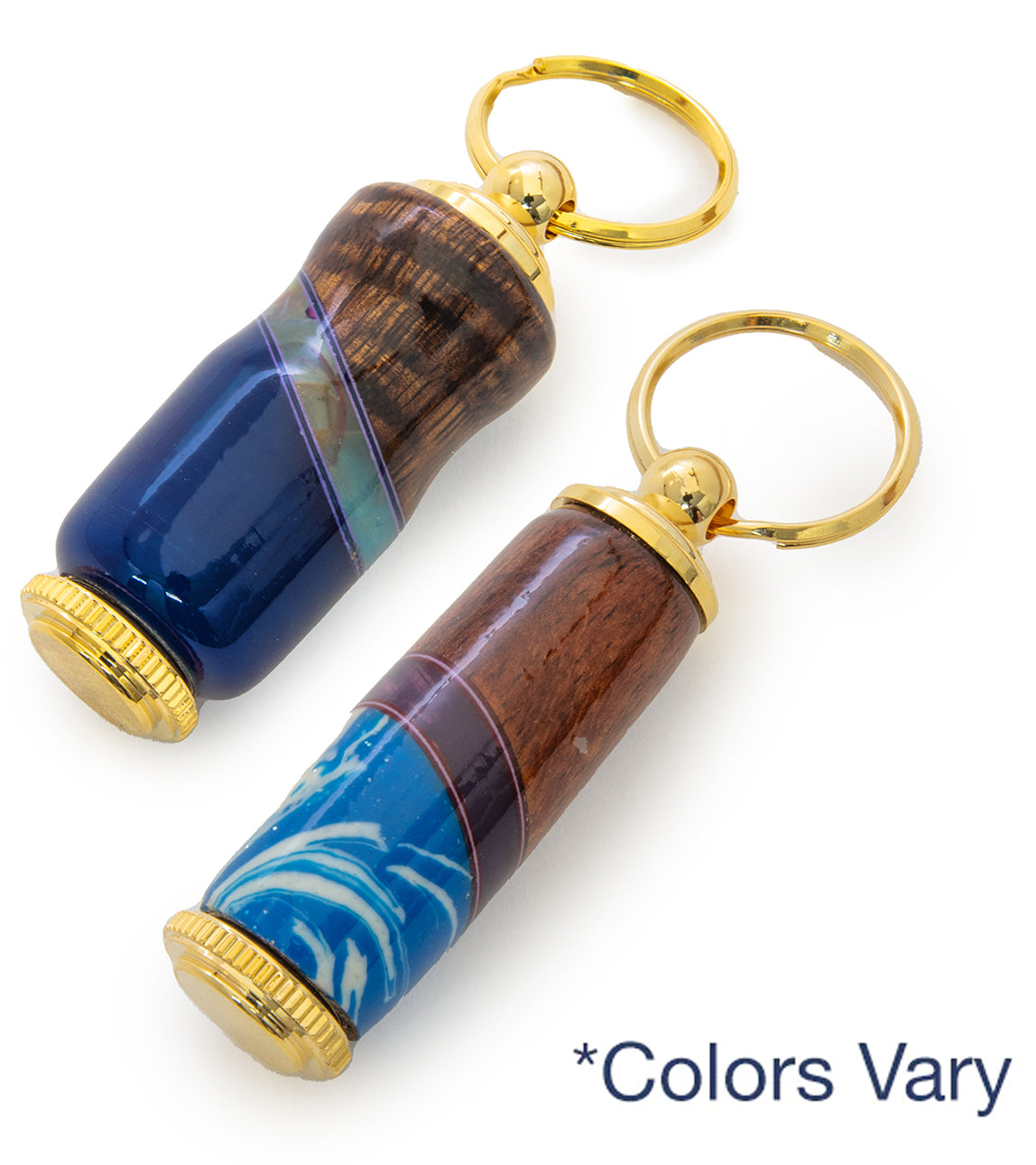 Premium Koa Wood Pill Holder Keychain - Compact & Durable Medicine Organizer for Travel, Hiking & Daily Use (Blue) by Dale Dennison - Perfect for Vitamins, Supplements & Emergency Meds On-The-Go