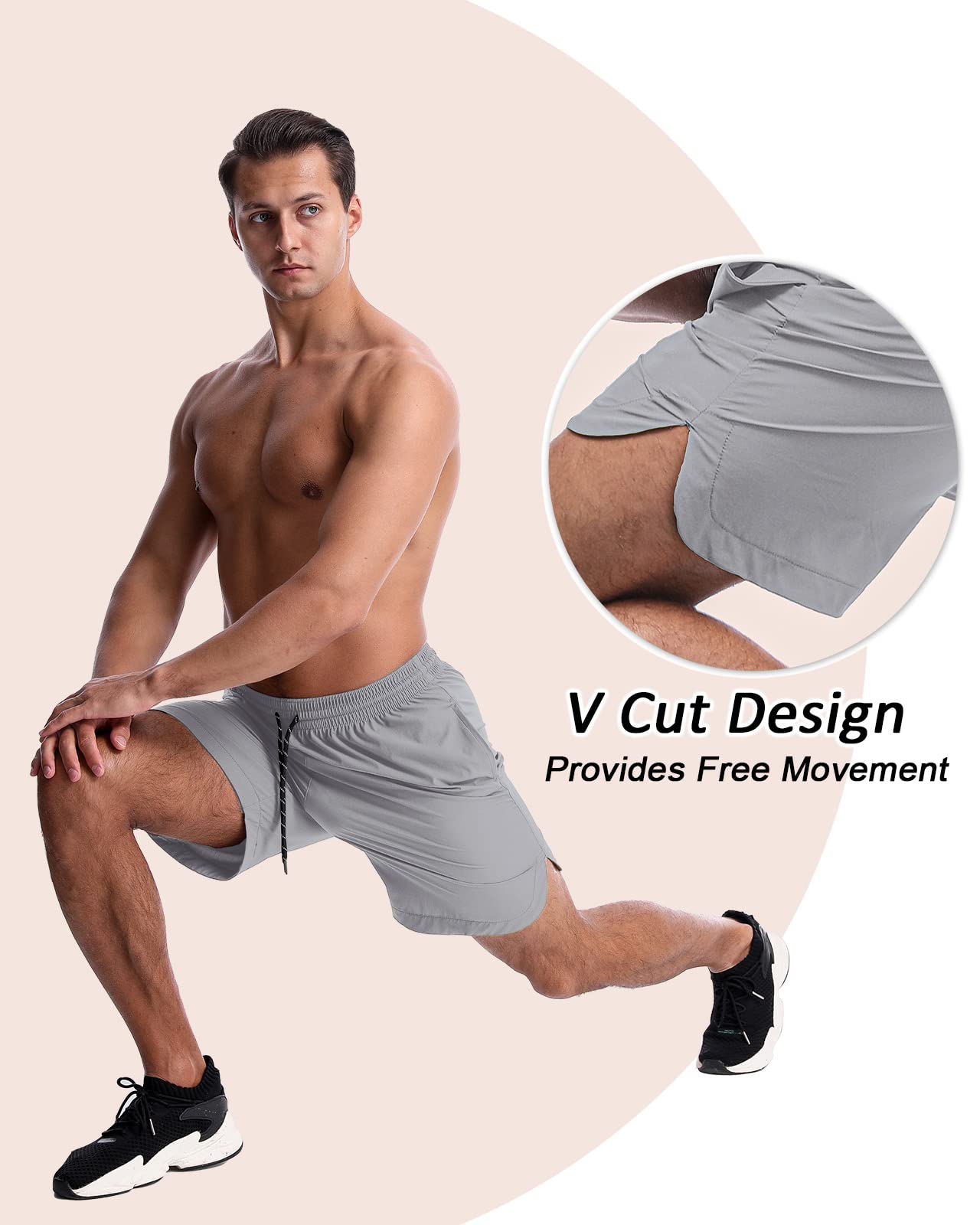 CANGHPGIN 2 Pack Men's Running Shorts 7 Inch - Quick Dry Athletic Gym Shorts with Pockets for Workout, Jogging & Training - Lightweight Breathable Sports Shorts for Men