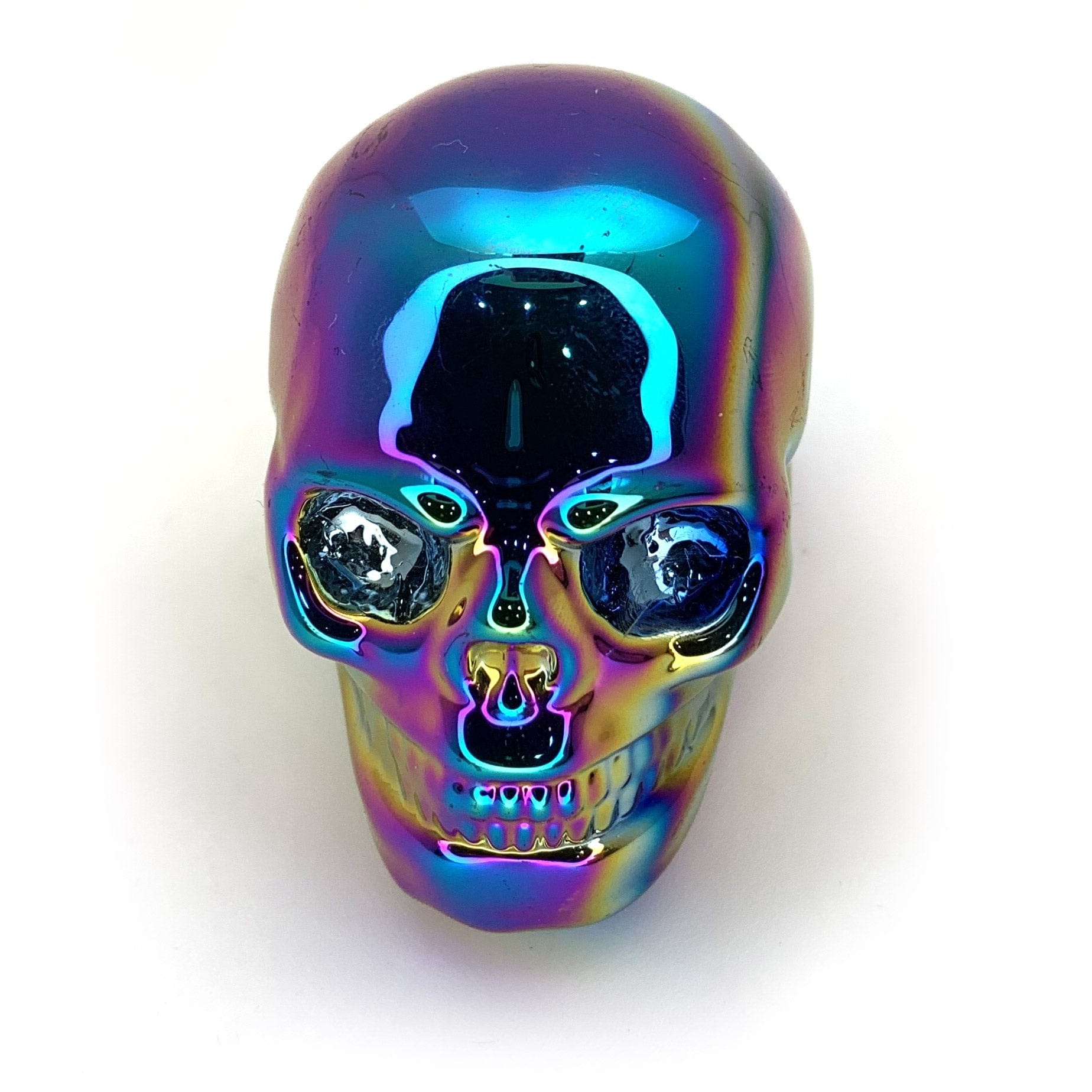 Rainbow Aura Quartz Crystal Skull - Healing Stone for Meditation, Reiki & Energy Work - Perfect for Spiritual Decor, Yoga Room & Gift Giving