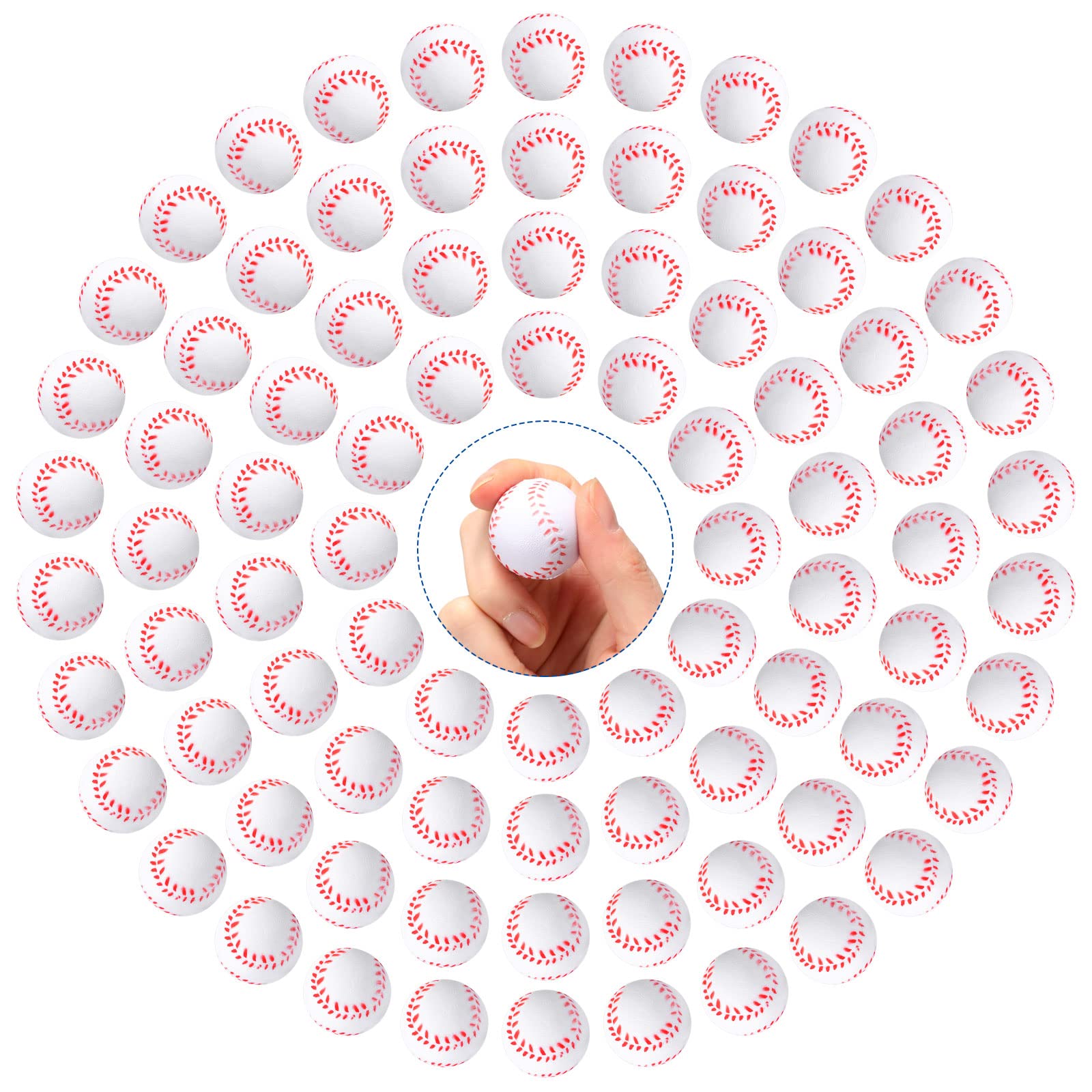 100 Pack Mini Foam Baseballs Bulk - 1.18 Inch Soft Stress Relief Balls for Sports, Birthday Parties, Games & Favors - Perfect for Kids Play, Office Stress Relief & Baseball Training Aids