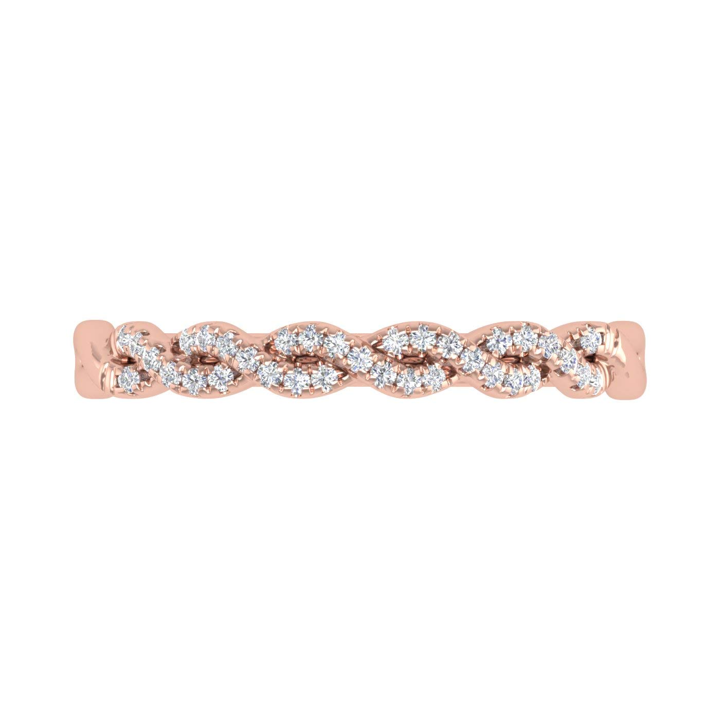 1/10 Carat Twisted Diamond Wedding Band Ring in 10K Solid Gold - IGI Certified for Women | Elegant Bridal Jewelry for Engagement, Anniversary & Special Occasions