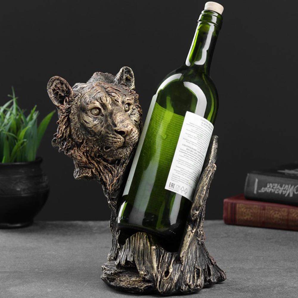Tiger Wine Bottle Holder - Stylish Countertop Wine Rack & Kitchen Decor - Best Wine Accessories & Gifts - Perfect for Home Bar, Kitchen Counter, or Dining Room Display
