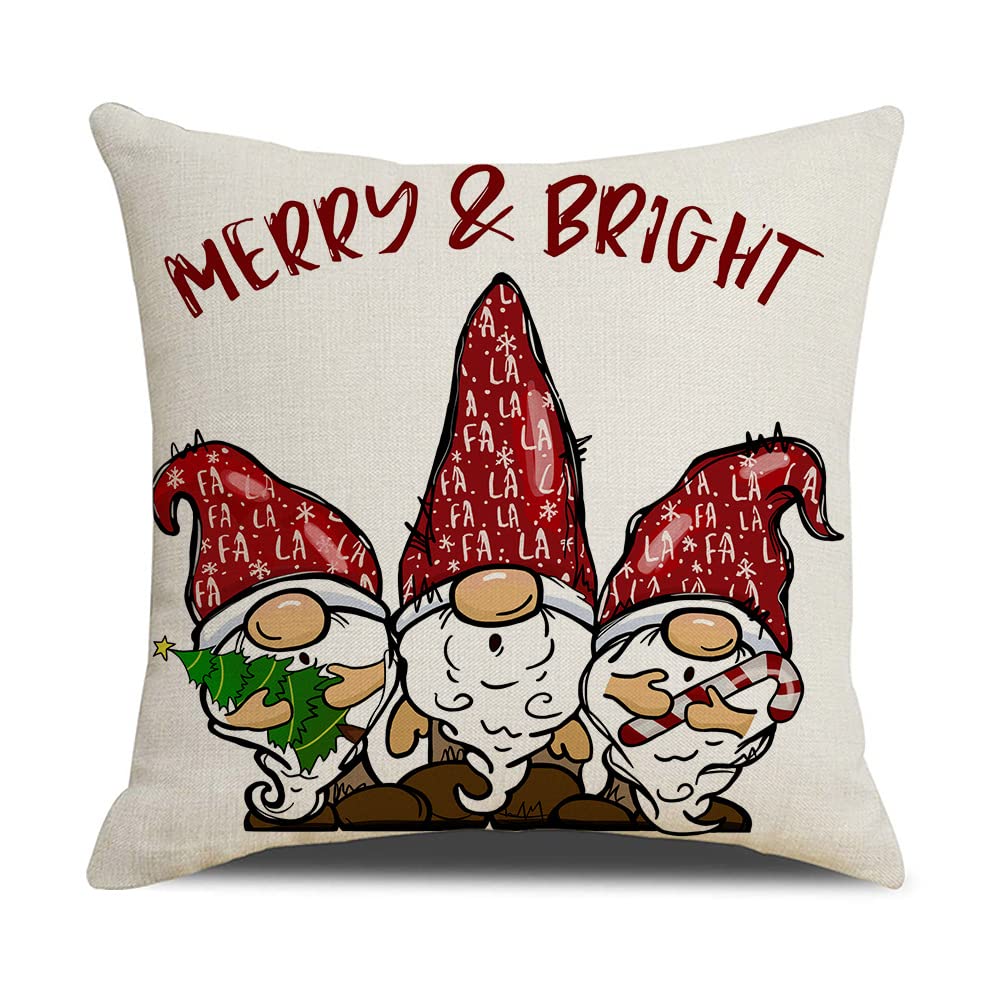 **18x18 Christmas Pillow Covers Set of 4 - Farmhouse Holiday Decor, Cotton Linen Throw Pillow Covers for Couch, Sofa & Outdoor Use - Perfect for Living Room, Porch & Seasonal Home Decor**