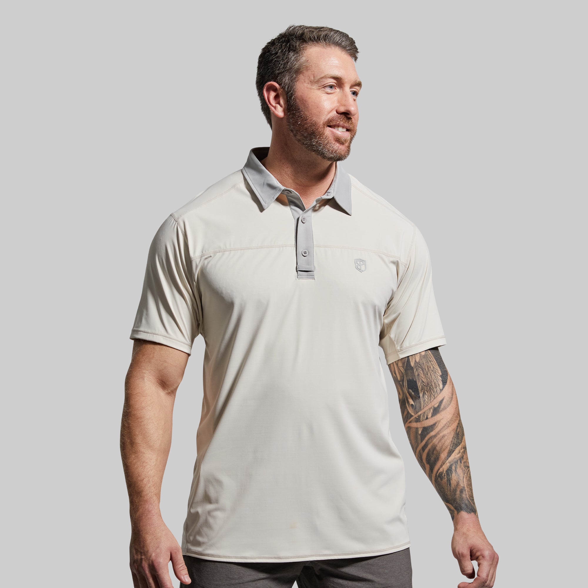 Men's Performance Tek Polo Shirt - Moisture Wicking & Breathable Golf Shirt for Men (Sand Color) | Perfect for Golf, Tennis & Casual Wear