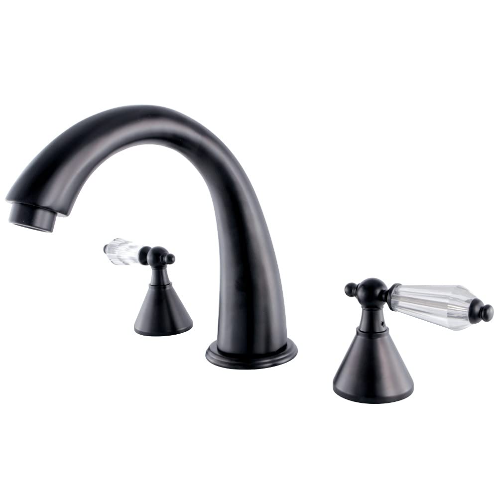 Roman Tub Filler Faucet with Crystal Lever Handle - Oil Rubbed Bronze Finish - Perfect for Luxury Bathroom Renovations & Spa-Like Bathtub Experience