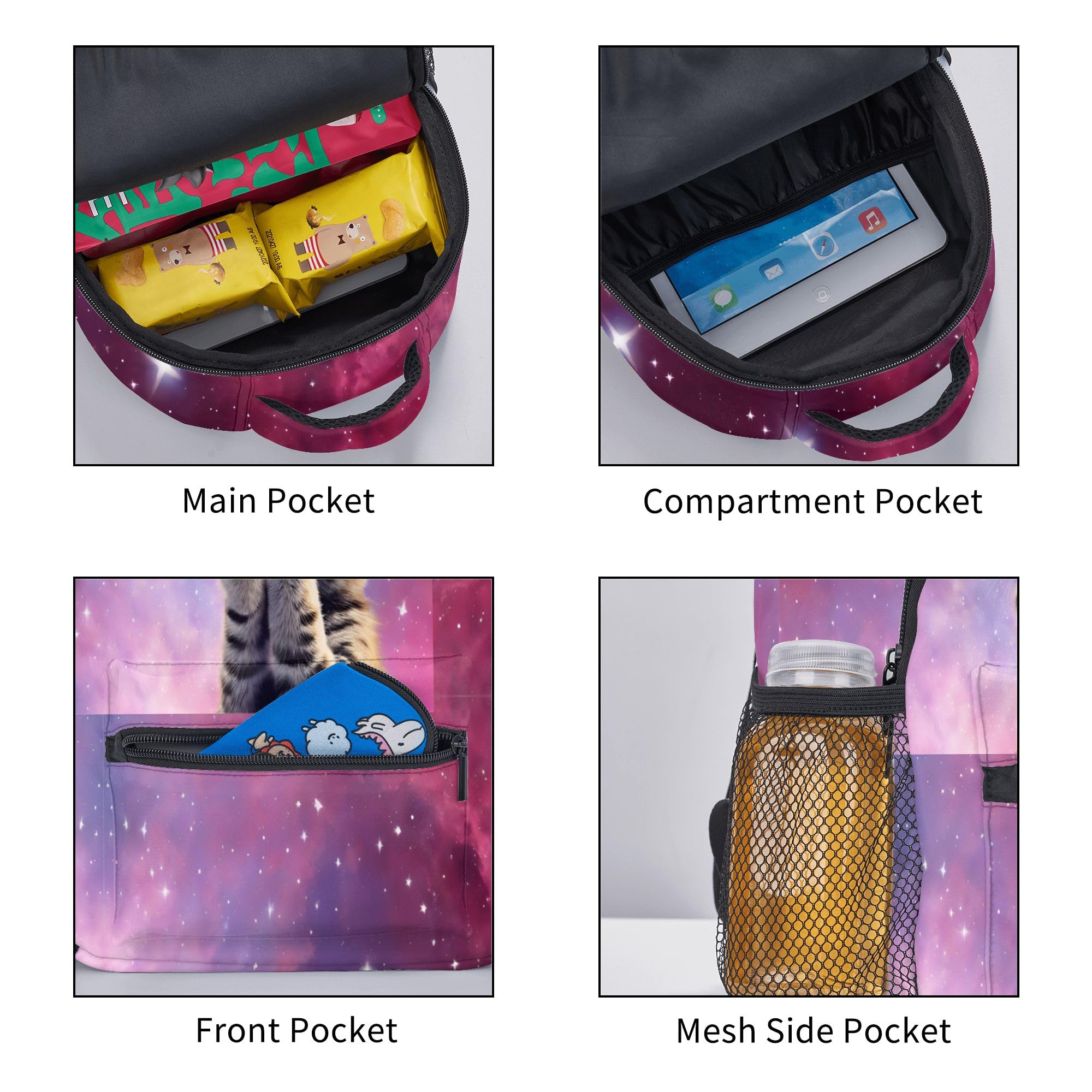 Dujiea 12 Inch Kids Backpack - Cute 3D Cat Galaxy Design School Bag for Boys & Girls, Preschool Kindergarten Travel Backpack with Adjustable Chest Strap | Perfect for School, Daycare, Travel & Outdoor Adventures