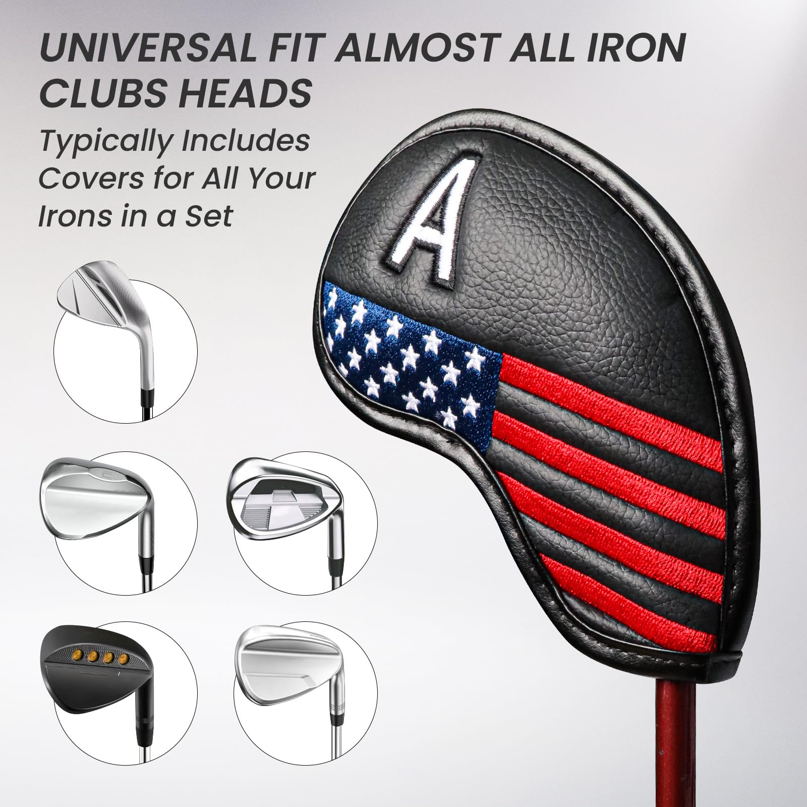 Premium 12-Piece Synthetic Leather Golf Iron Head Covers Set - Universal Fit for All Major Iron Clubs | Durable Club Protection | Perfect Golf Gift for Men & Women | Ideal for Course Play, Travel & Storage