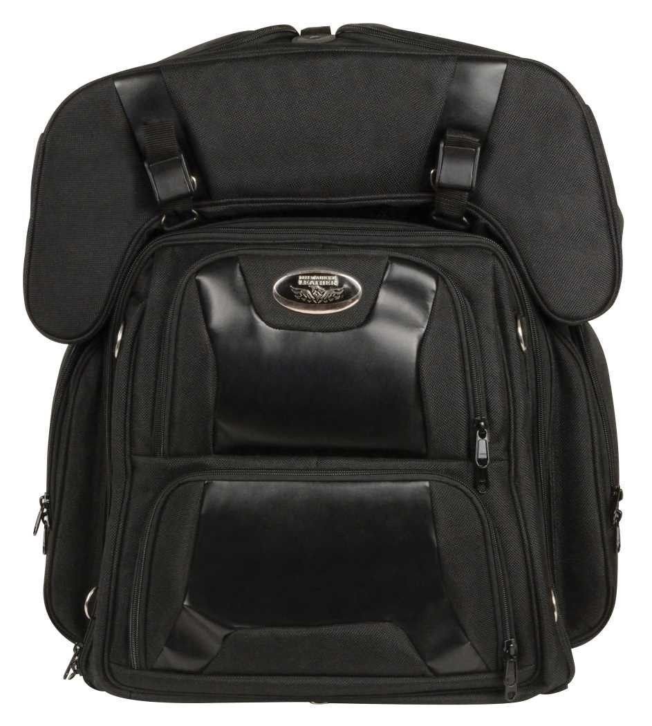 2 Piece Motorcycle Sissy Bar Bag Set - Durable Nylon Travel Luggage for Bikers - Perfect for Road Trips & Daily Commutes - Black