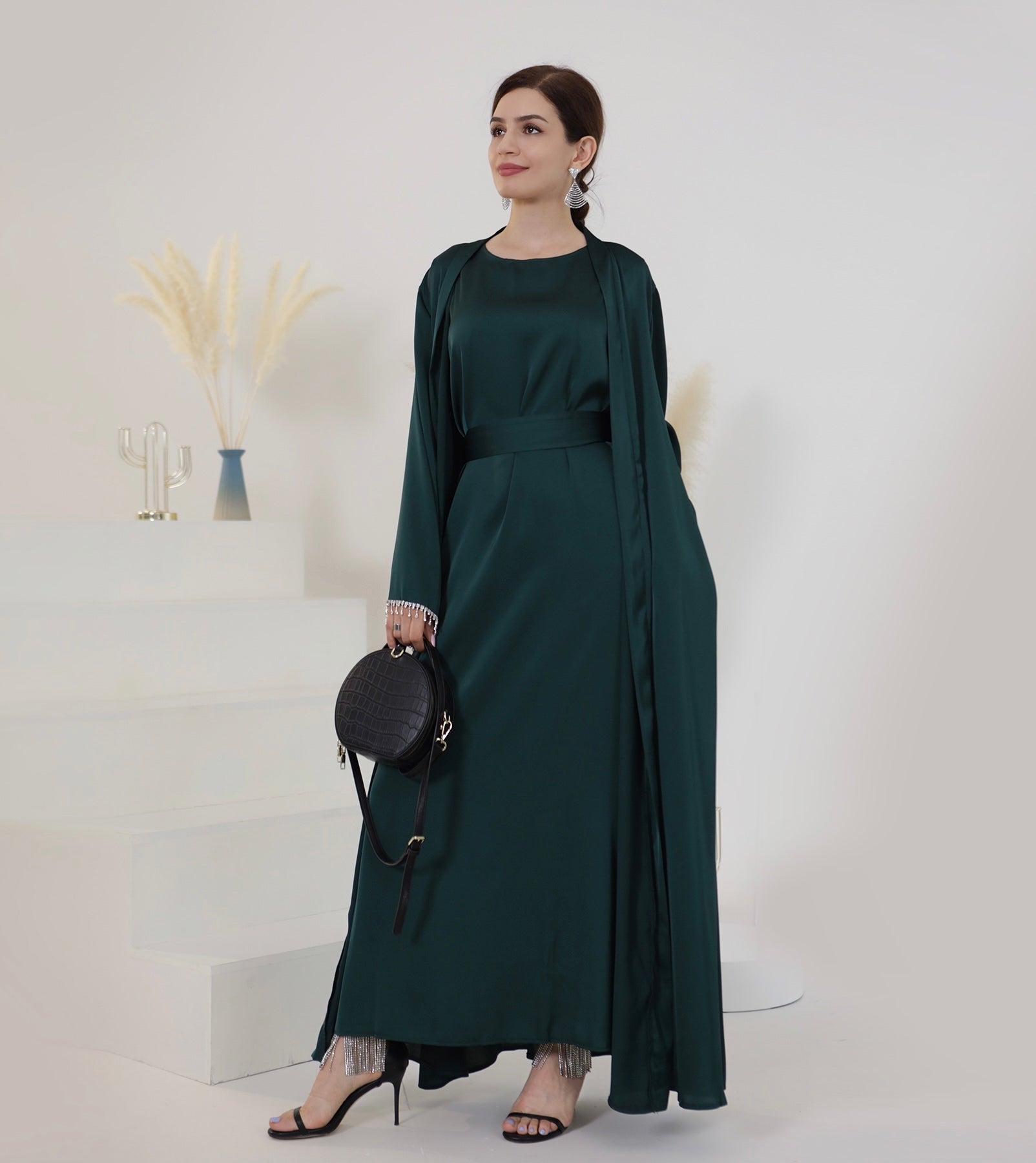 Lola 3-Piece Jewelry Set with Genuine Emerald Stones - Elegant Necklace, Earrings & Ring for Women - Perfect for Weddings, Parties & Special Occasions